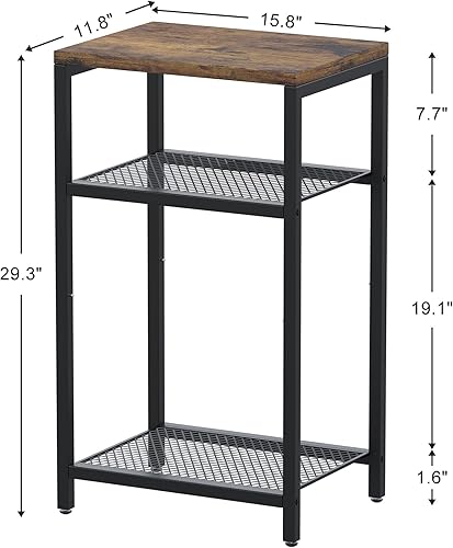 Miniatura 3 de Mesa auxiliar, mesa auxiliar de 3 niveles con almacenamiento, mesa de teléfono alta, mesita de noche para espacios pequeños, marco de metal