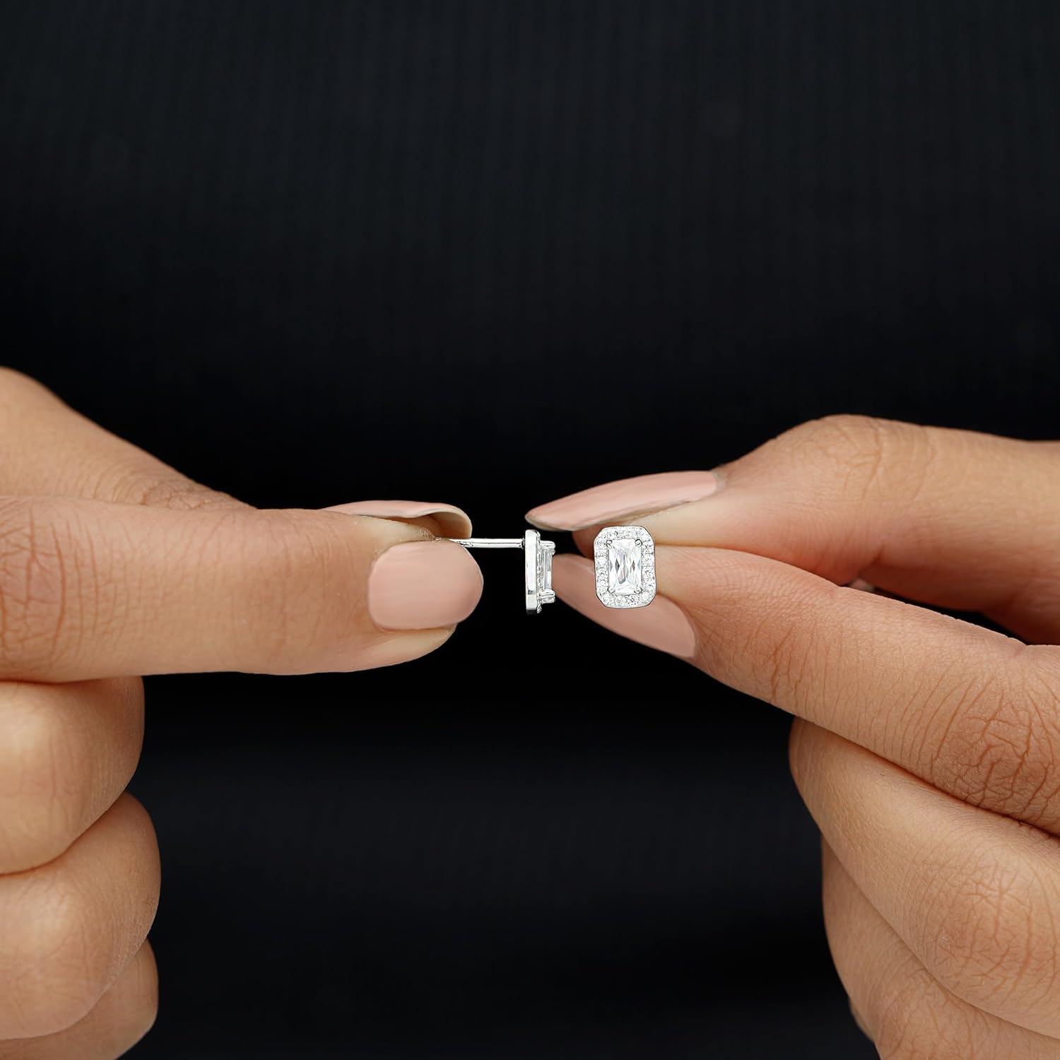 Certified 1.5 Carat Emerald Cut Cubic Zirconia Stud Earrings Sterling Silver, AAAA Quality - Gift For Special Occasions - Image 5