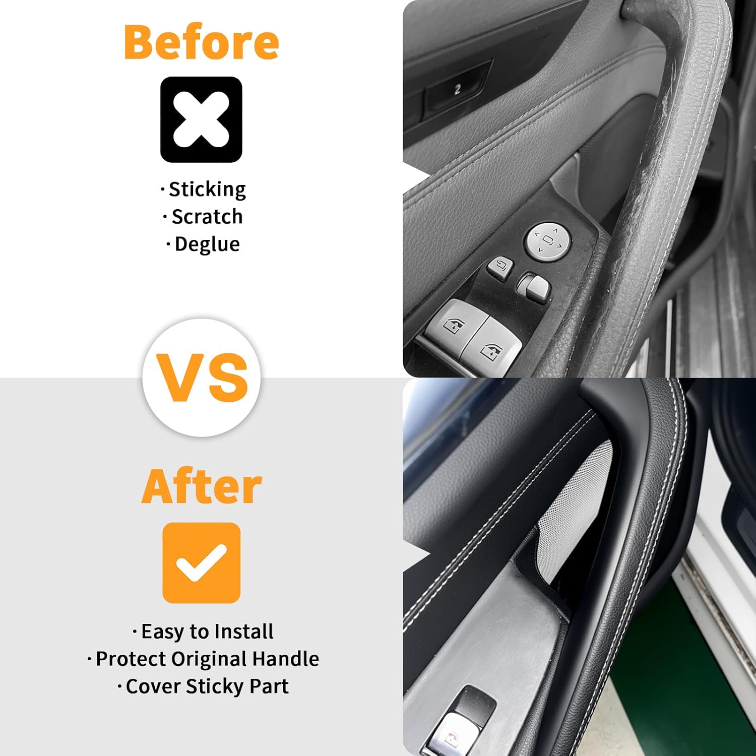 No Tools Needed Car Interior Door Pull Handle Grab Cover Fit for BMW 5 Series G30 G31 F90 2017-2023 (518d 520d 520i 525d 530d 530e 530i 540i 540dX M550dX M5) 2pcs Left+Right Black