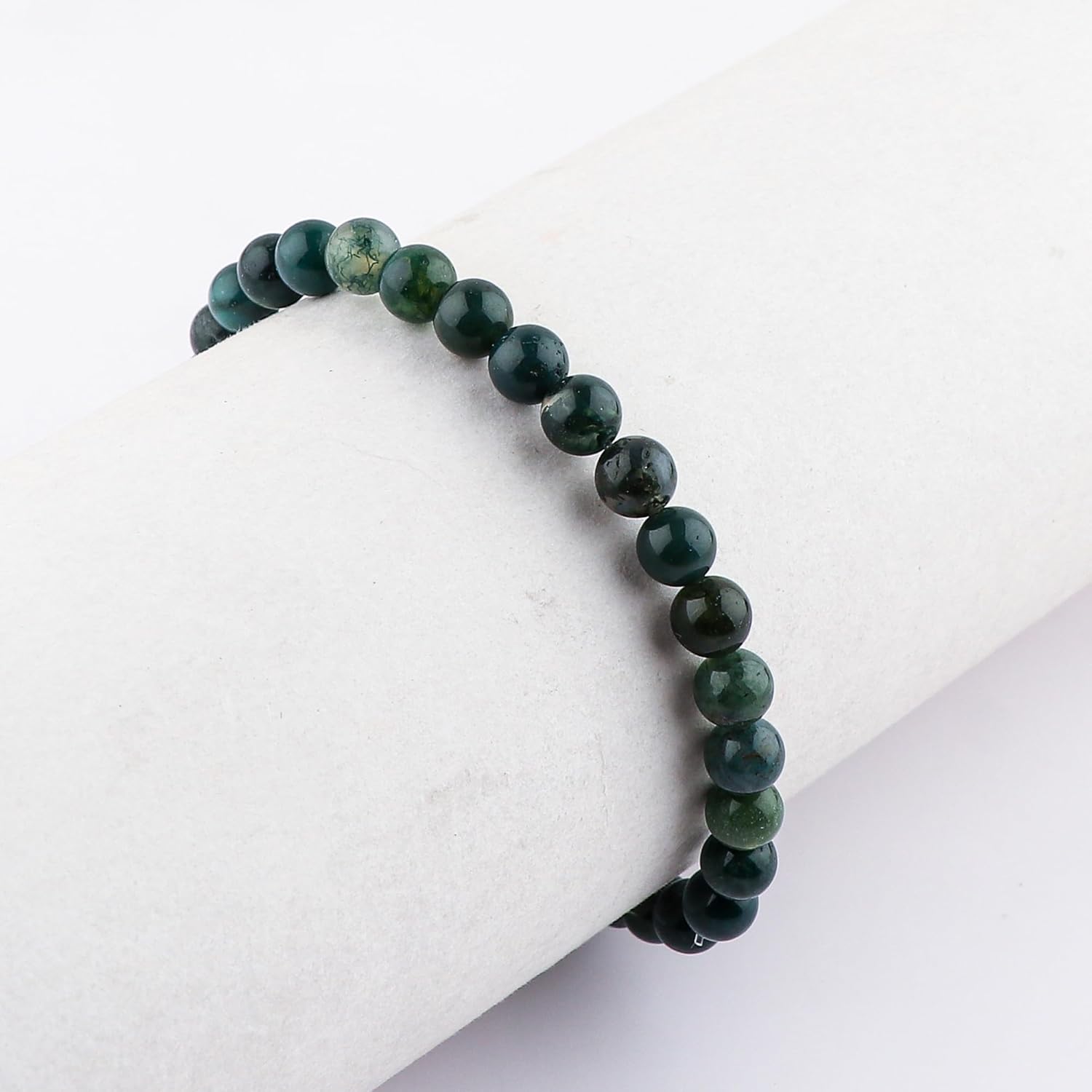 Gemstone Beads Bracelet for Men & Women, Natural Crystal Round Beads Handmade Elastic Bracelet 6+4 Inch Adjustable, 5-7 mm Healing Stone Jewelry - Image 4
