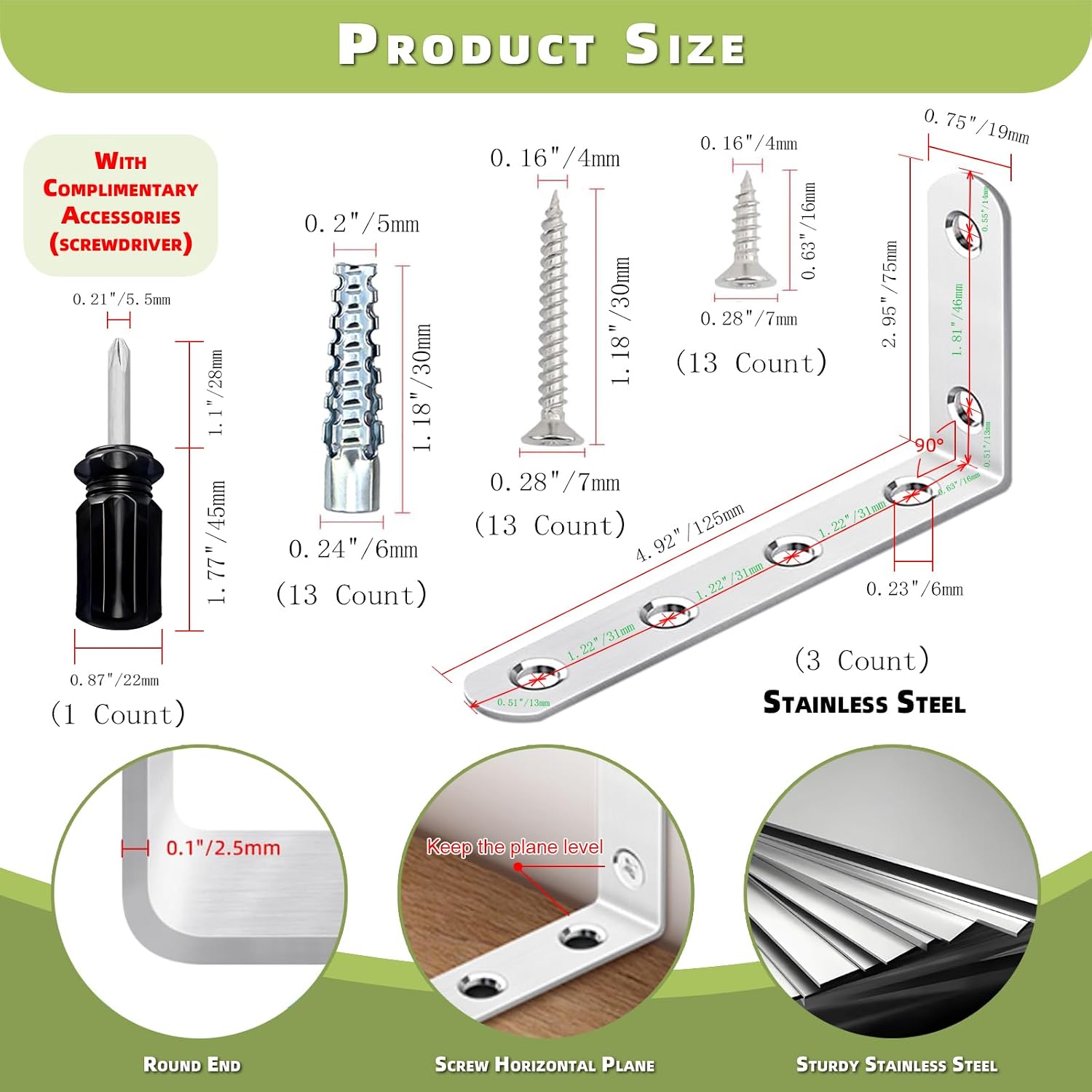 Furniture Anchors for Baby Proofing, Anti-Tip Wall Anchor Kit (3 Items) | 304 Stainless Steel Construction,Heavy-Duty Strength for Added Stability,Suitable for Dresser, Bookshelf, Cabinet & Shelf Use