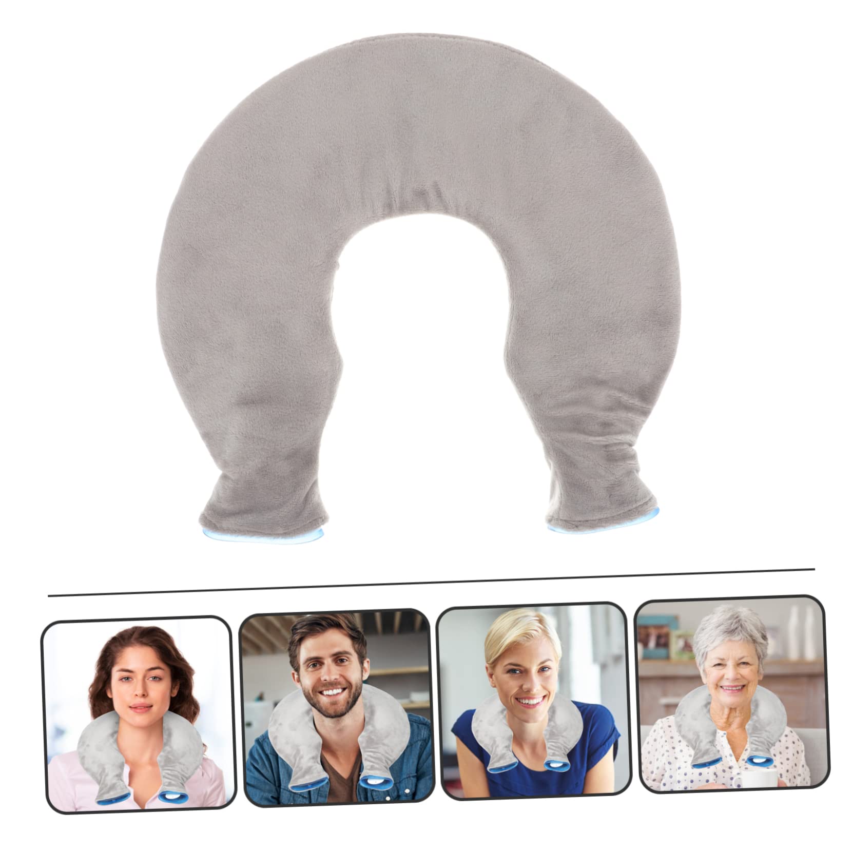 CALLARON Impacco Caldo e Freddo U a Forma di U in Pvc Trasparente per Collo e Spalle, Borsa Riutilizzabile in Gomma e Poliestere per Uso Domestico e Riabilitazione,