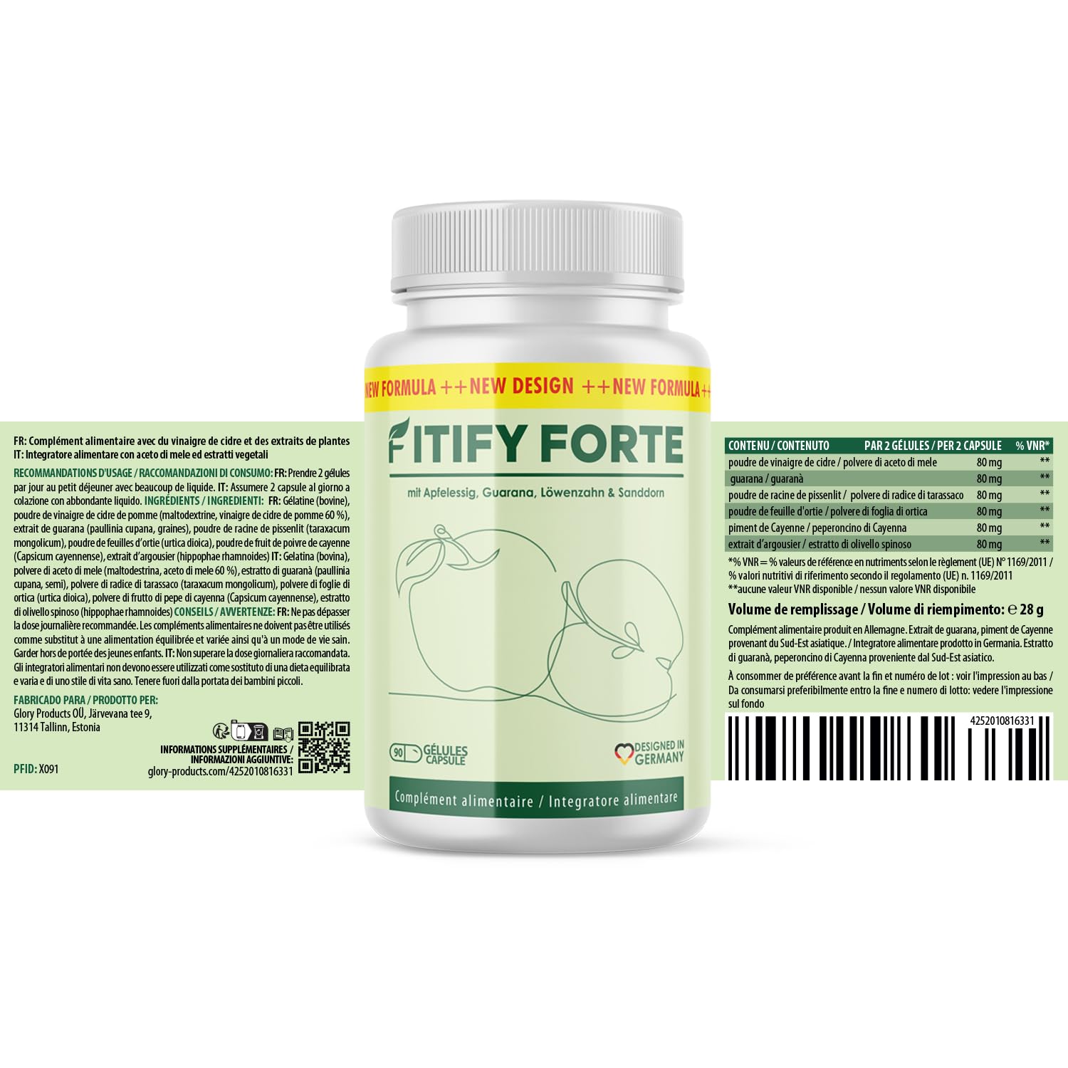 Fitify Forte Capsules | Avec des ingrédients de haute qualité | Convient aux hommes et aux femmes | Contenu 90 capsules
