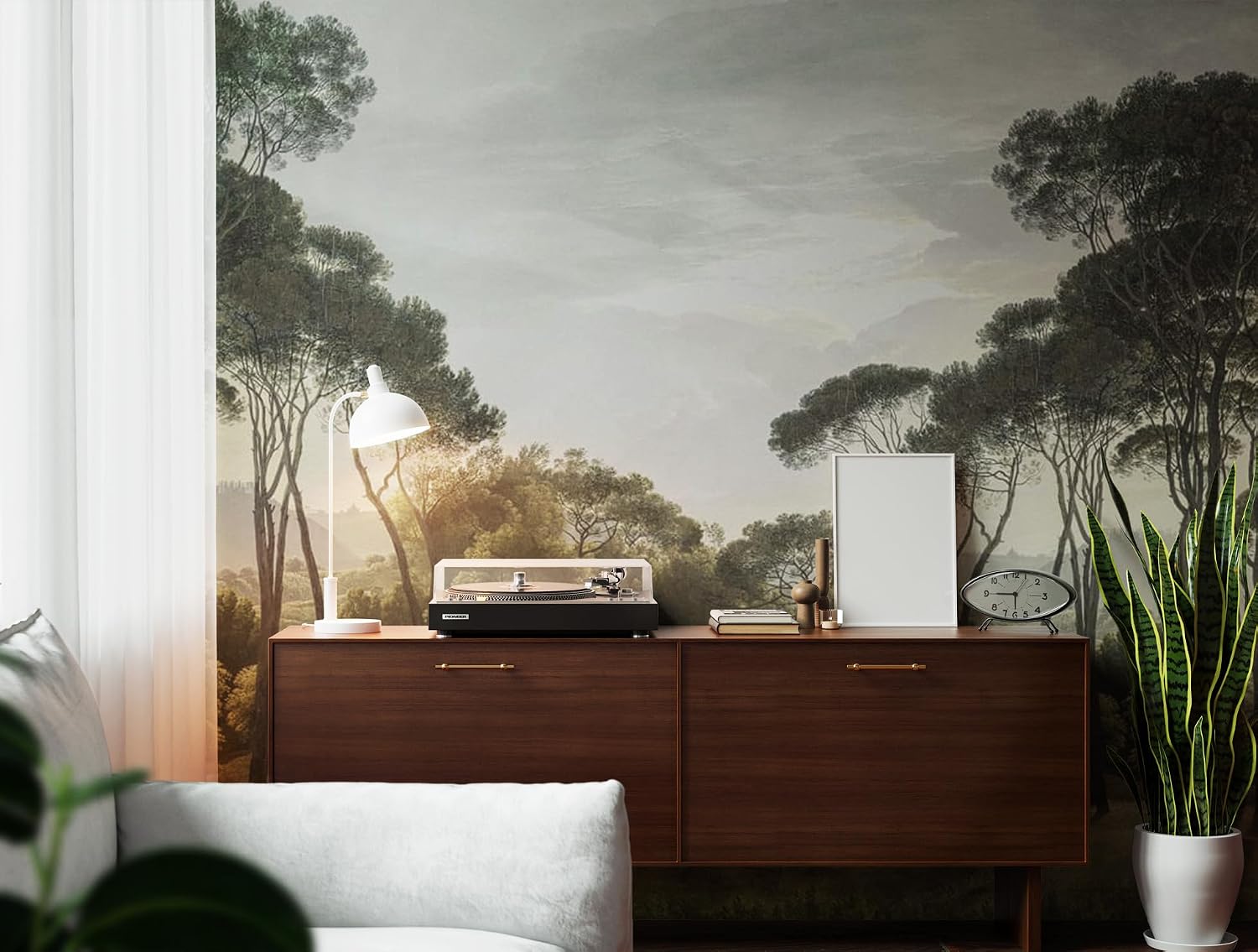 Floral Forest Wall Murals Peel and Stick Forest murals Removable Waterproof Large Wallpaper for Living Room Bedroom (Color-6, 118×82 inch)