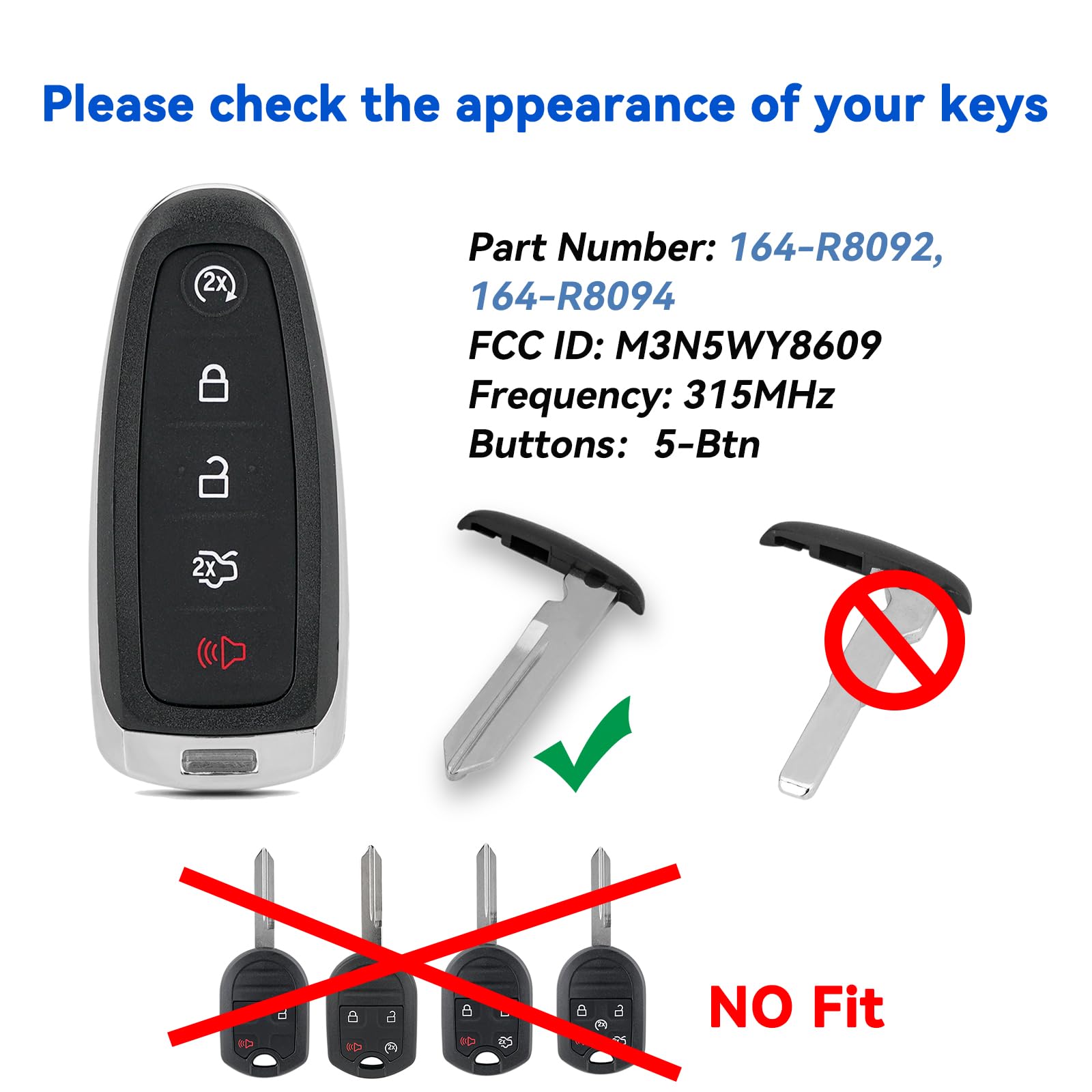 Replacement Remote Transponder Car Key Fob For 2013 2014 2015 Ford Explorer