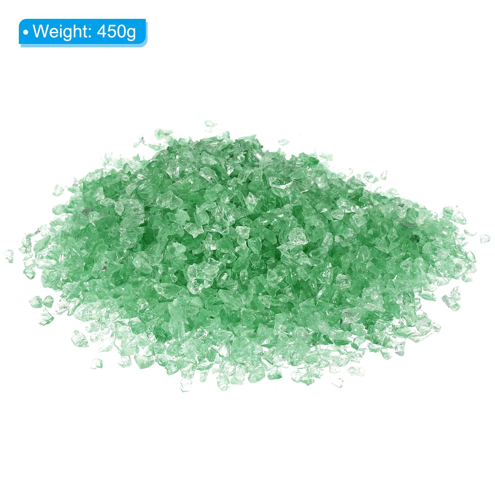 PATIKIL Decorative Glass Gravel 450g/1lb 3-6mm, Irregular Glitters Stone Beads Chips Broken Crushed Fire Glass for Craft Vase Filler Fish Tank Aquarium, Dark Green - Image 3