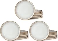 Vista 9 de famiware Star Platos de Ensalada para 6, Juego de Platos de 8 pulgadas, Vajilla de Gres, Platos Pequeños para Postre, Ensalada, Aperitivo, Blanco