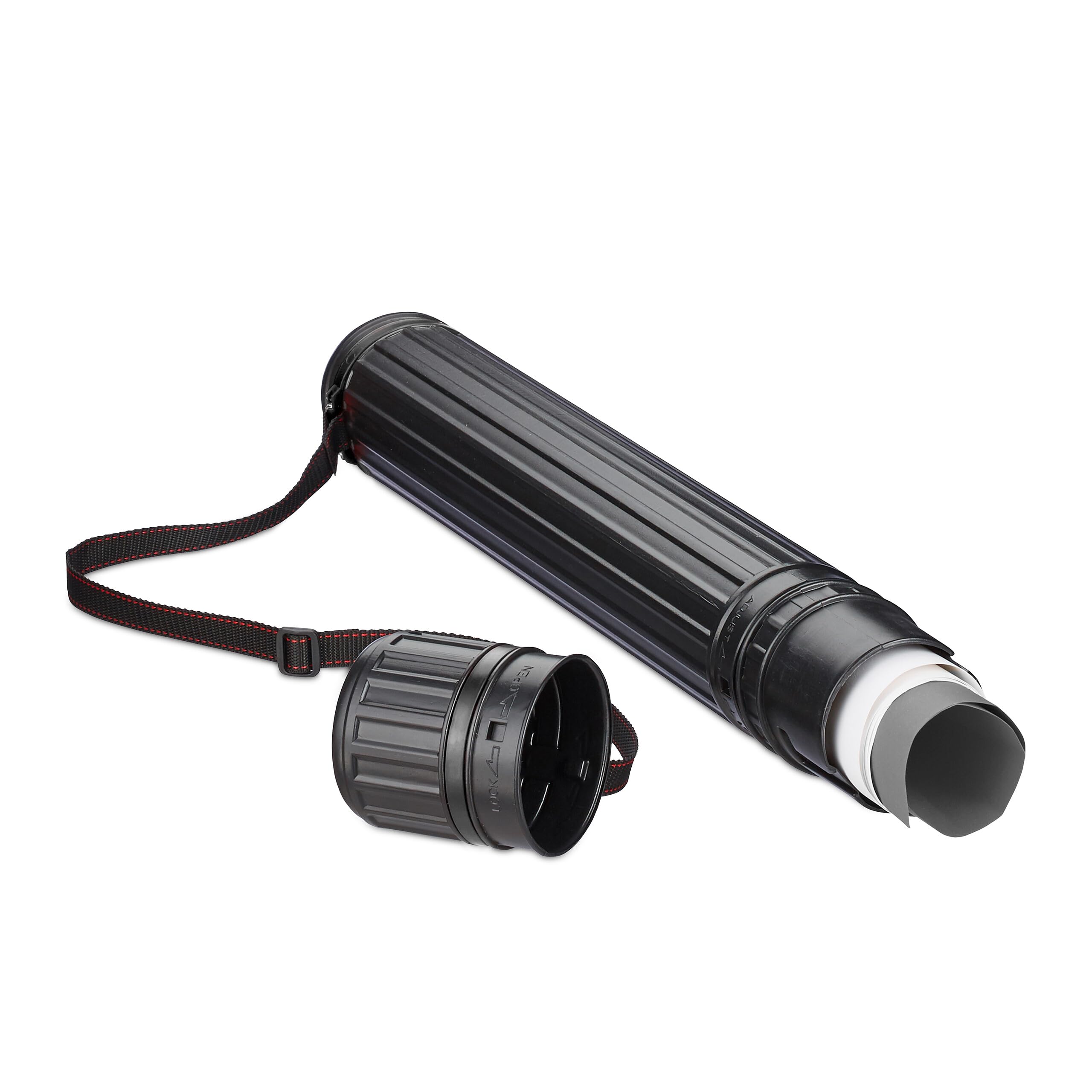 Relaxdays Tube de Transport pour Poster et Dessin, Extensible 64-107 cm, Format 0A, Noir