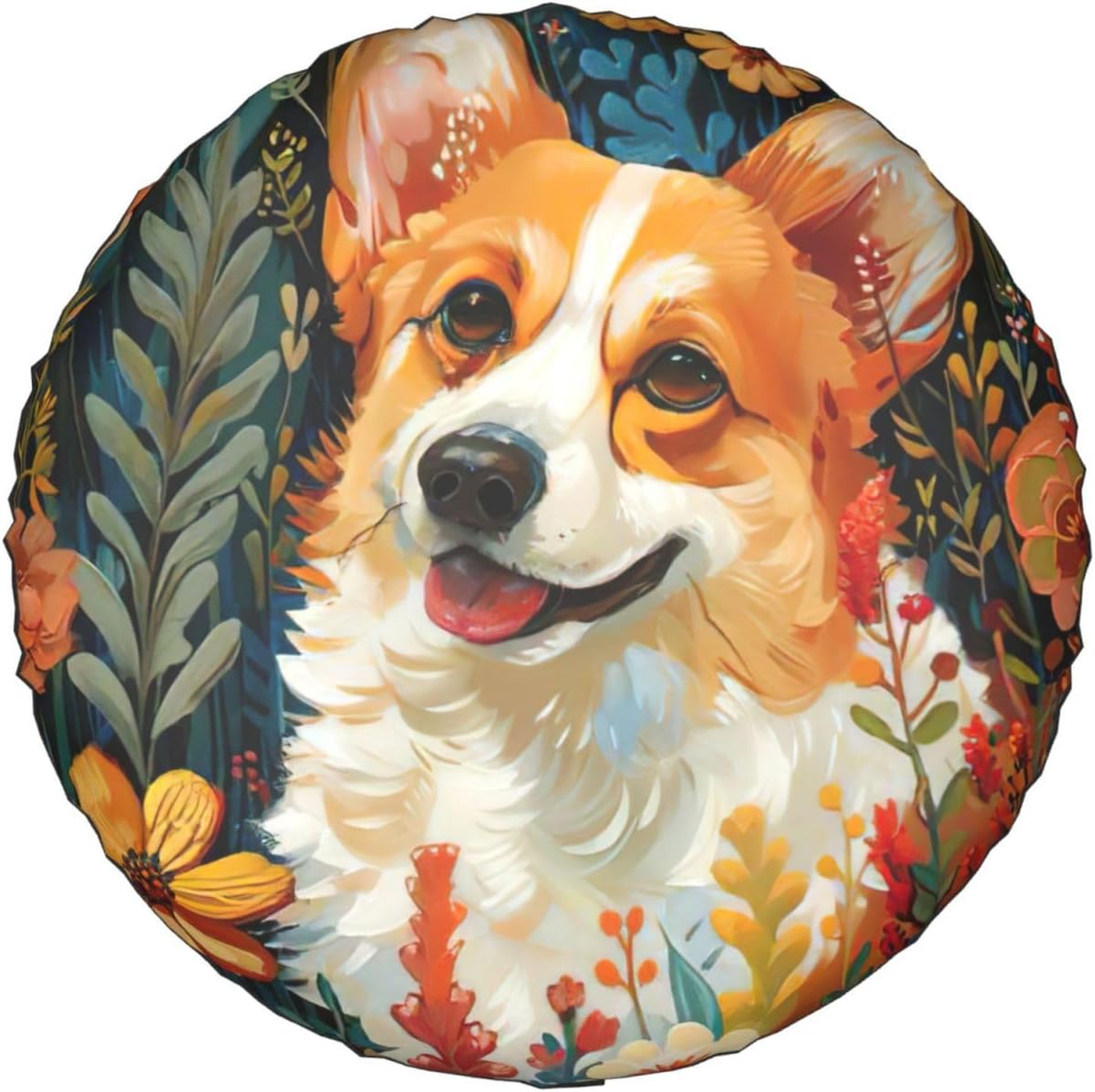 Corgi Floral Flowers Spring Garden Print Tire Cover Universal Spare Wheel for Trailer Rv SUV Truck Camper Travel Accessories