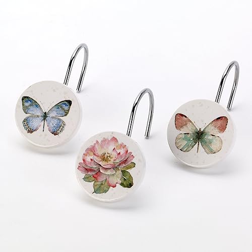 Miniatura 2 de Avanti Linens - Cortina de ducha de tela, decoración de baño inspirada en mariposas (colección Butterfly Garden)