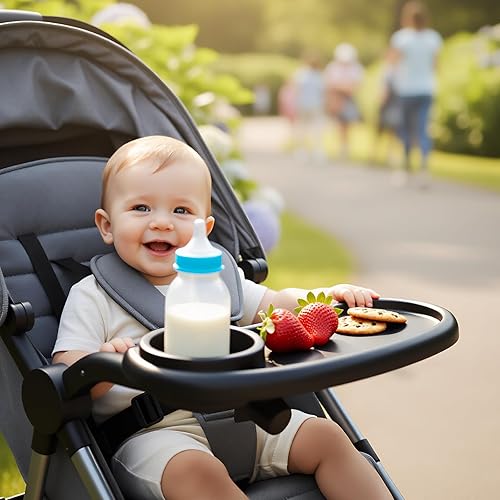 Miniatura 6 de Bandeja universal para refrigerios para cochecito compatible con Mockingbird y la mayoría de los demás, bandeja universal ajustable para cochecito