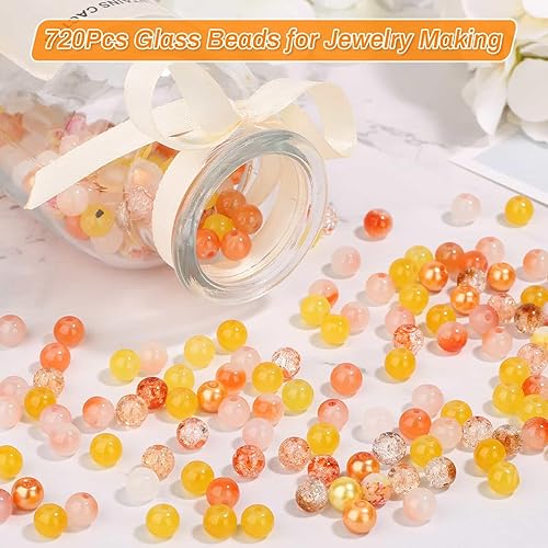 Miniatura 4 de 720 cuentas de vidrio de 0.315 pulgadas para hacer joyas, 24 colores para hacer joyas, kit de fabricación de pulseras, cuentas sueltas para
