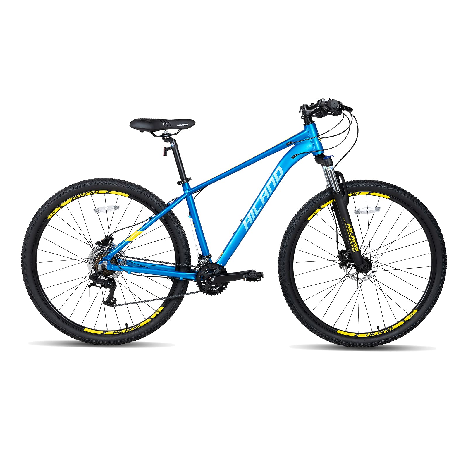 Hiland 29 Zoll Mountainbike Hardtail Mountain Bike MTB 431mm Aluminiumrahmen Hydraulische Scheibenbremse 16 Gang mit Lock-Out Federgabel Schwarz Sport & Freizeit