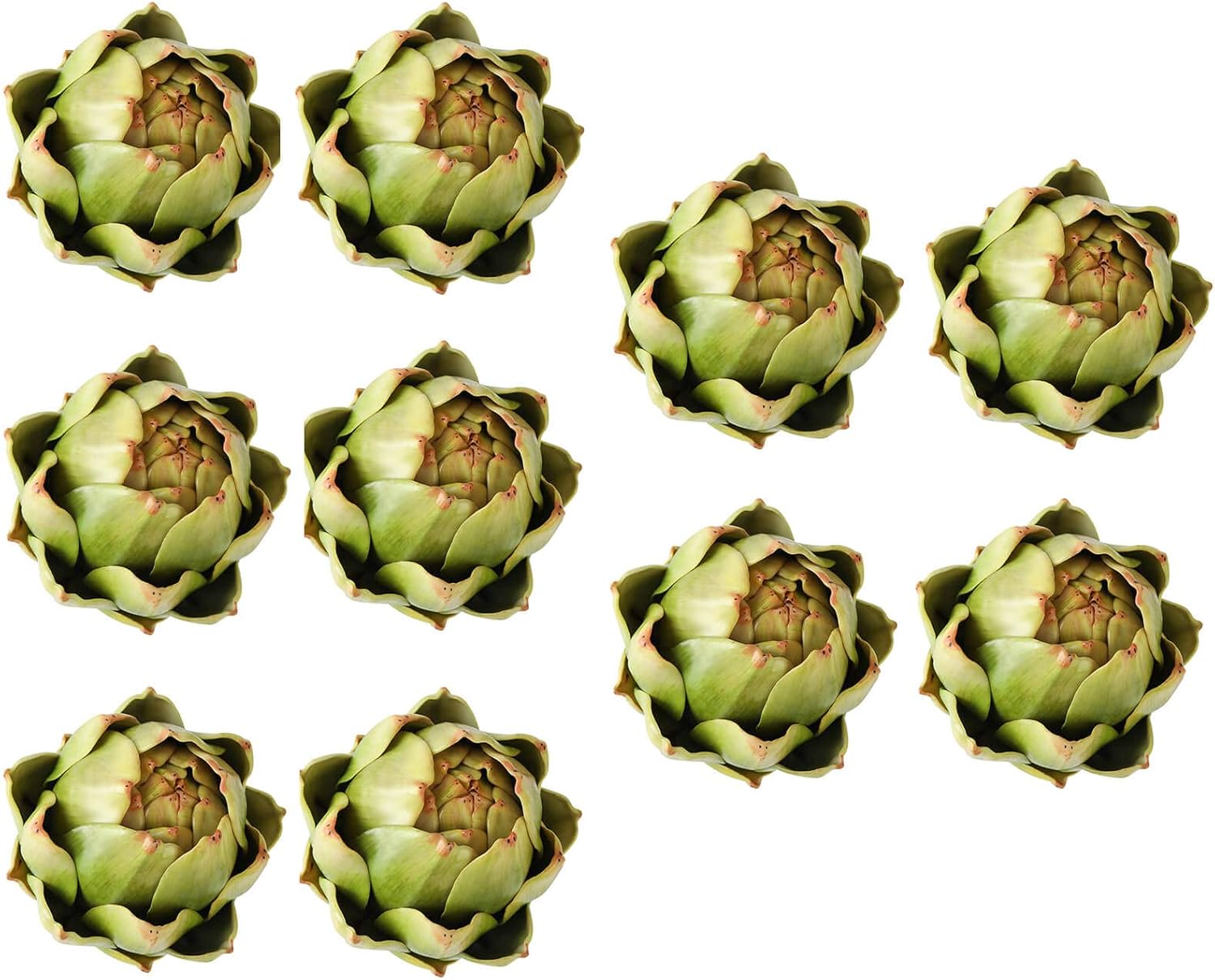 GiftYou [10-Pack] Large Green Faux Artichokes - Artificial Vegetables and Fake Fruits for Kitchen Decorations