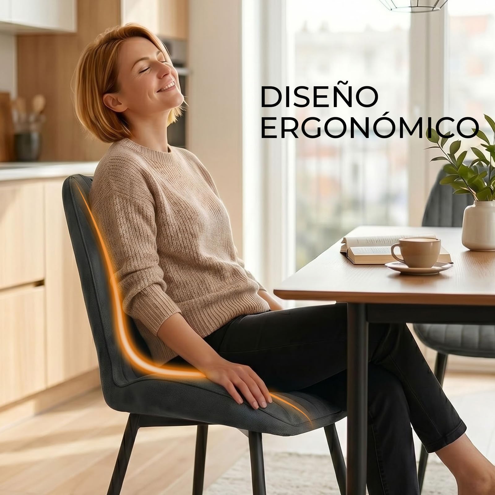 LEWE Sillas de Comedor Pack 4, Sillas Cocina Modernas Tapizadas Tela, Gris