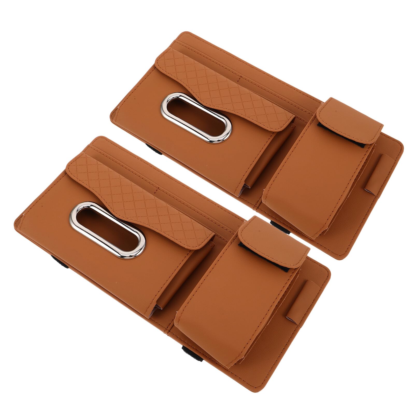 Abaodam 2 Stück Auto Sonnenbrillenhalter Clips Universeller Sonnenblenden Organizer Braun Multifunktionale Brillenhalterung für Auto Praktische Aufbewahrung für Sonnenbrillen und Brillen