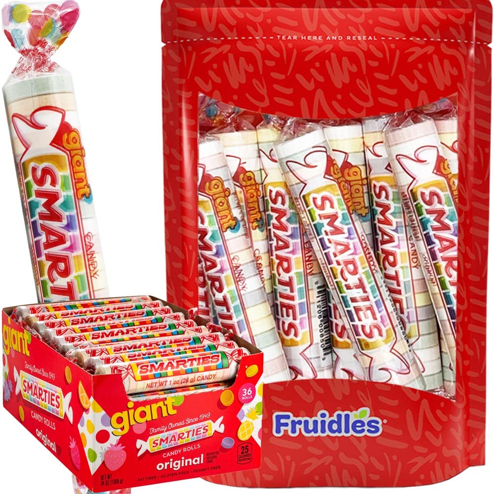 Giant Smarties Hard Candy Roll, Assorted Flavors, Individually Wrapped (18-Pack)