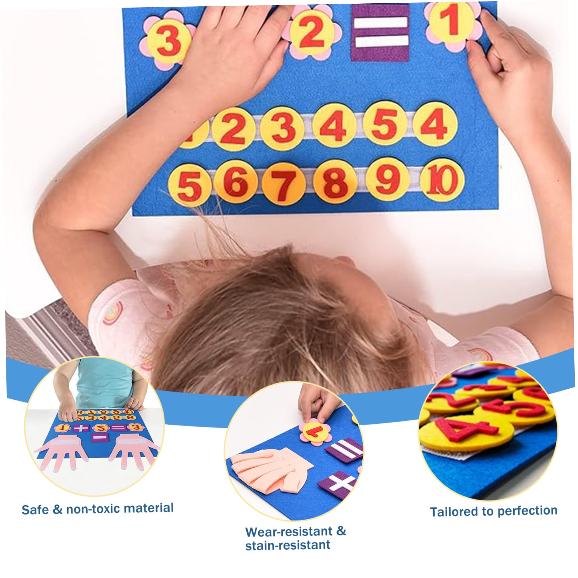 Jorzer Fieltro Números de Dedo Juguete de Matemáticas para Niños Lindo Diversión Educación Temprana Juguetes para Contar con Lazo para Colgar DIY Vibrantes Juguetes de Aprendizaje Actividades de..