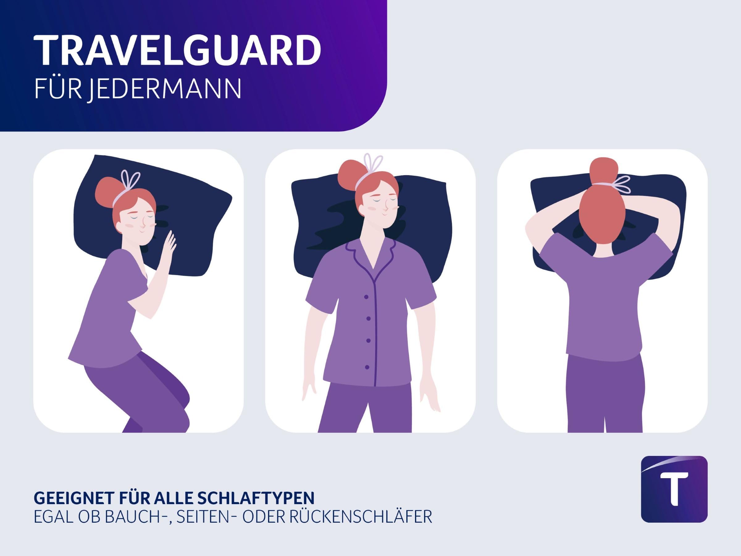 Traumnacht Travelguard ergonomisches Nackenkissen, Kopfkissen, Reisekissen für einen erholsamen Schlaf, 35 x 50 cm, weiß, Öko-Tex geprüft, produziert nach deutschem Qualitätsstandard
