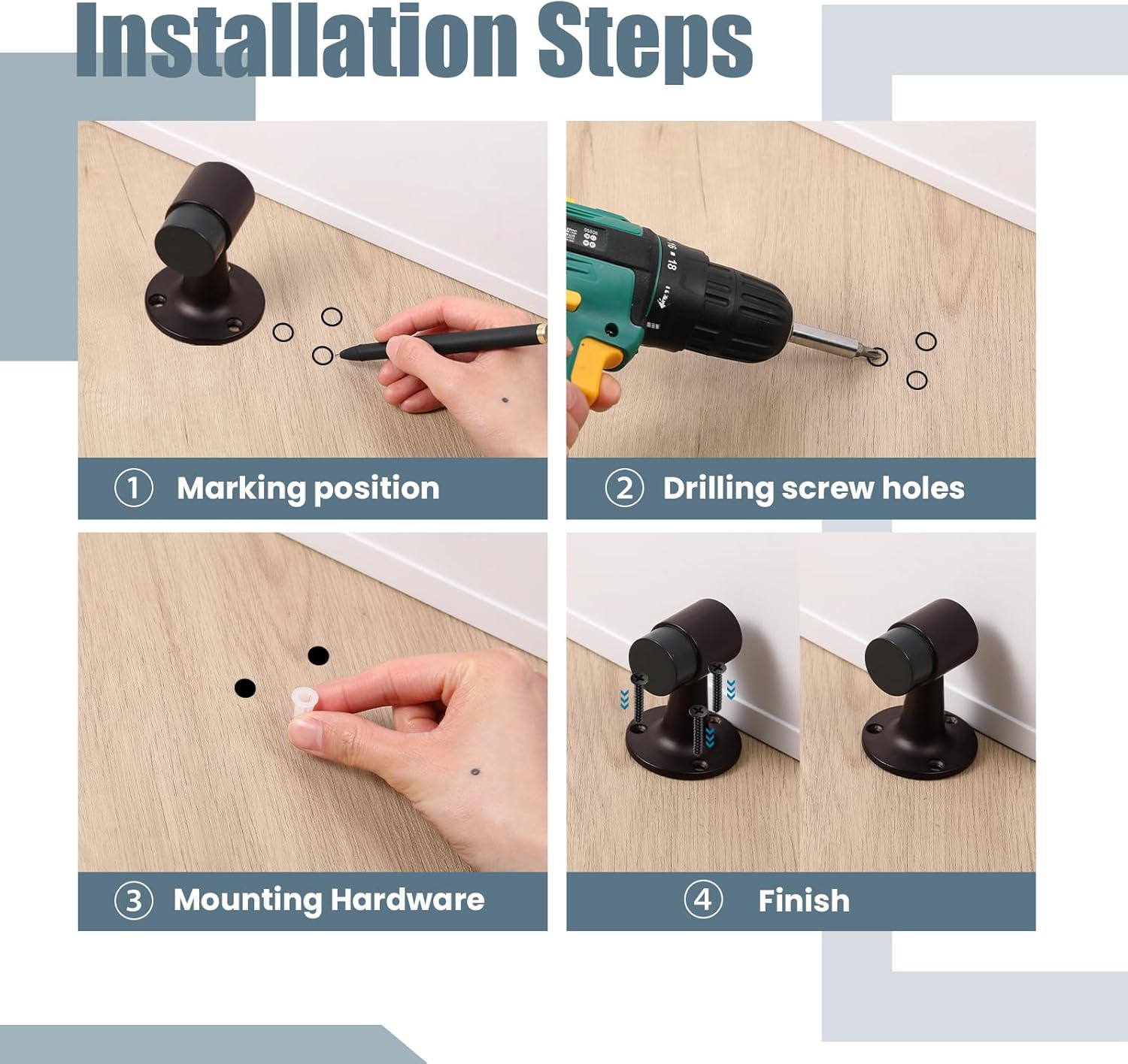Yaocom 2 Pack Heavy Duty Floor Mounted Door Stop 3 in Aluminum Commercial Grade Door Stopper with Rubber Bumper & Stainless Steel Screws (Oil Rubbed Bronze)