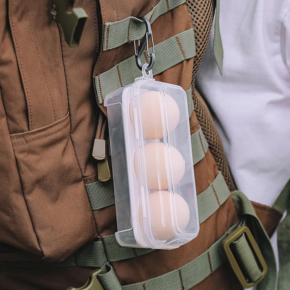 Hueveras, Organizador de Huevos de Cocina portátil y Duradero de plástico Transparente con Tapa de Rejilla de 3/4/8"(3 Cells)