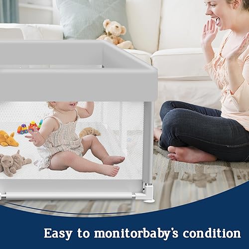 Miniatura 4 de Corralito para bebés de 50 x 50 pulgadas, corralito para bebés y niños pequeños, centro de actividades con valla, sin alfombrilla incluida