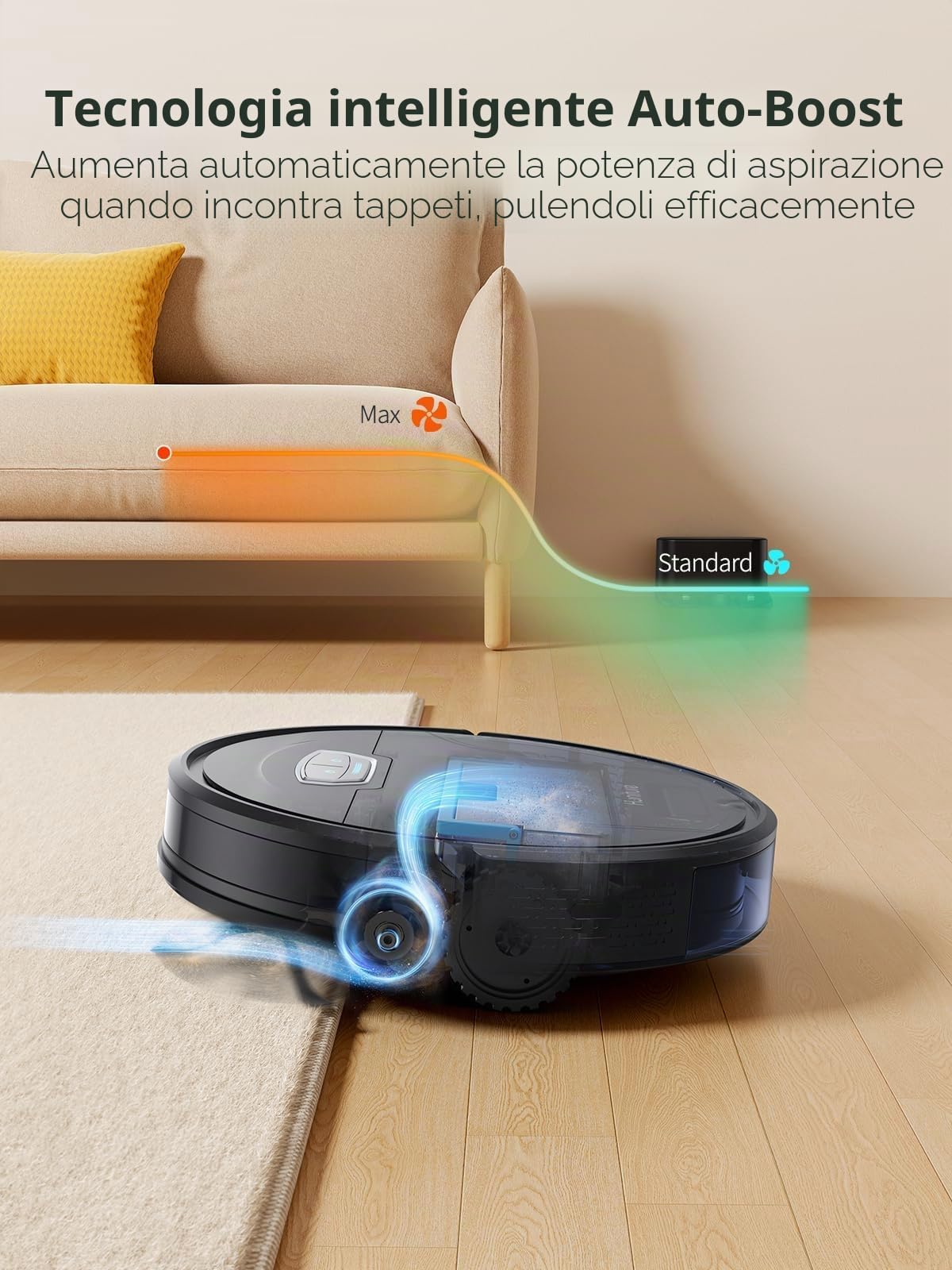 HONITURE G20 Pro Robot aspirapolvere con funzione di pulizia, con una potente aspirazione di 4500 Pa, 7,6 cm, con controllo app, autonomia di 180 minuti, ideale per peli di animali, tappeti e