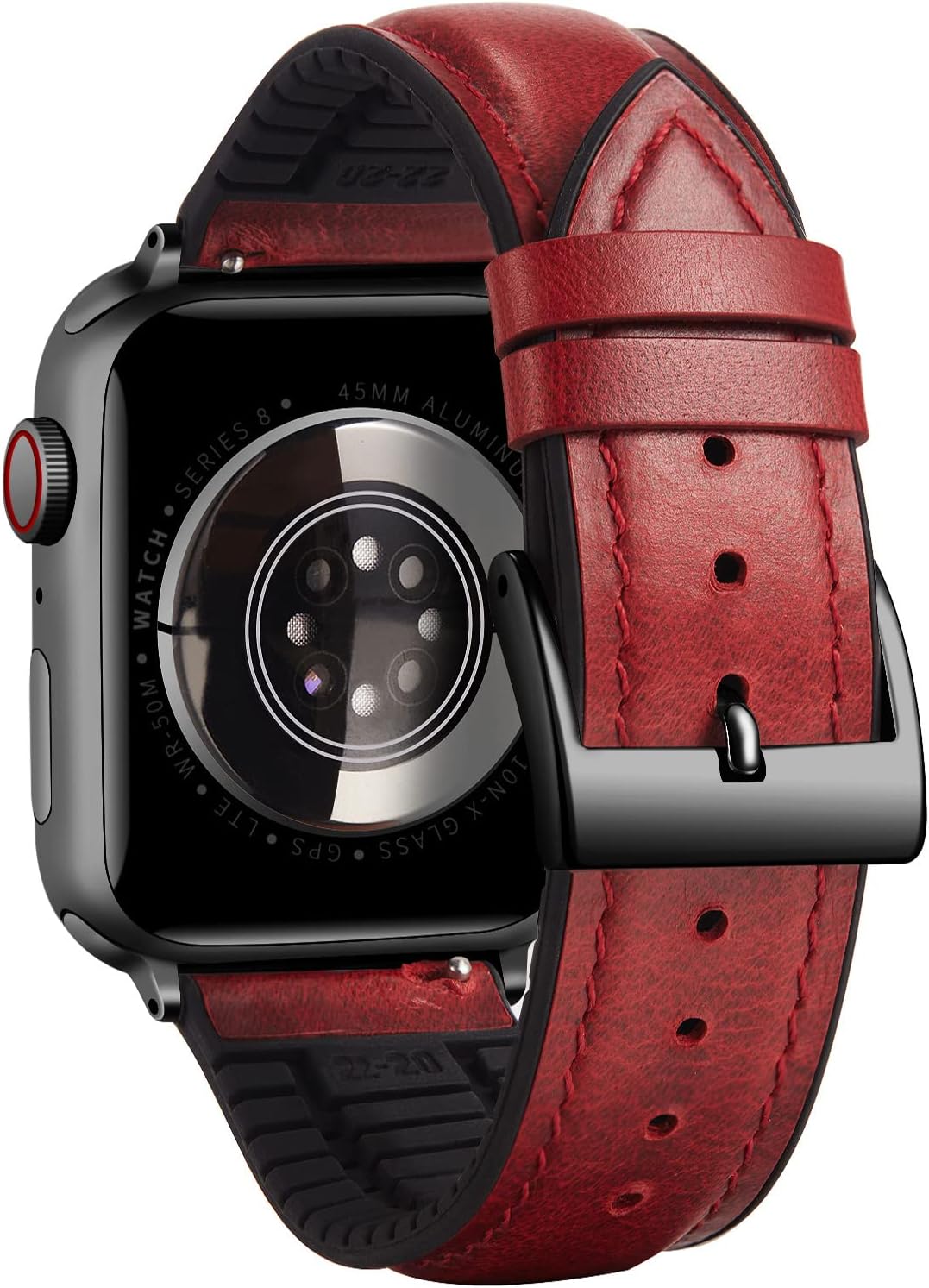 BINLUN Compatible with Apple Watch Strap 38mm 40mm 41mm Premium Oil Wax Leather and Breathable Silicone Hybrid Replacement Band Compatible with iWatch Straps Ultra SE SE2 Series 9/8/7/6/5/4/3/2/1