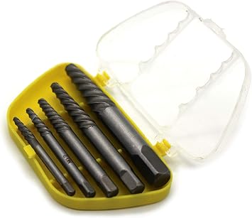 TEMO 5p Heavy Duty Screw Extractor Kit Damage Broken Bolt Removal Tool Set | Sizes #1 #2 #3 #4 #5 | High Carbon Alloy Tempered Steel | Compatible With Tap Wrench & Standard Vise-Grip Channel Lock Will