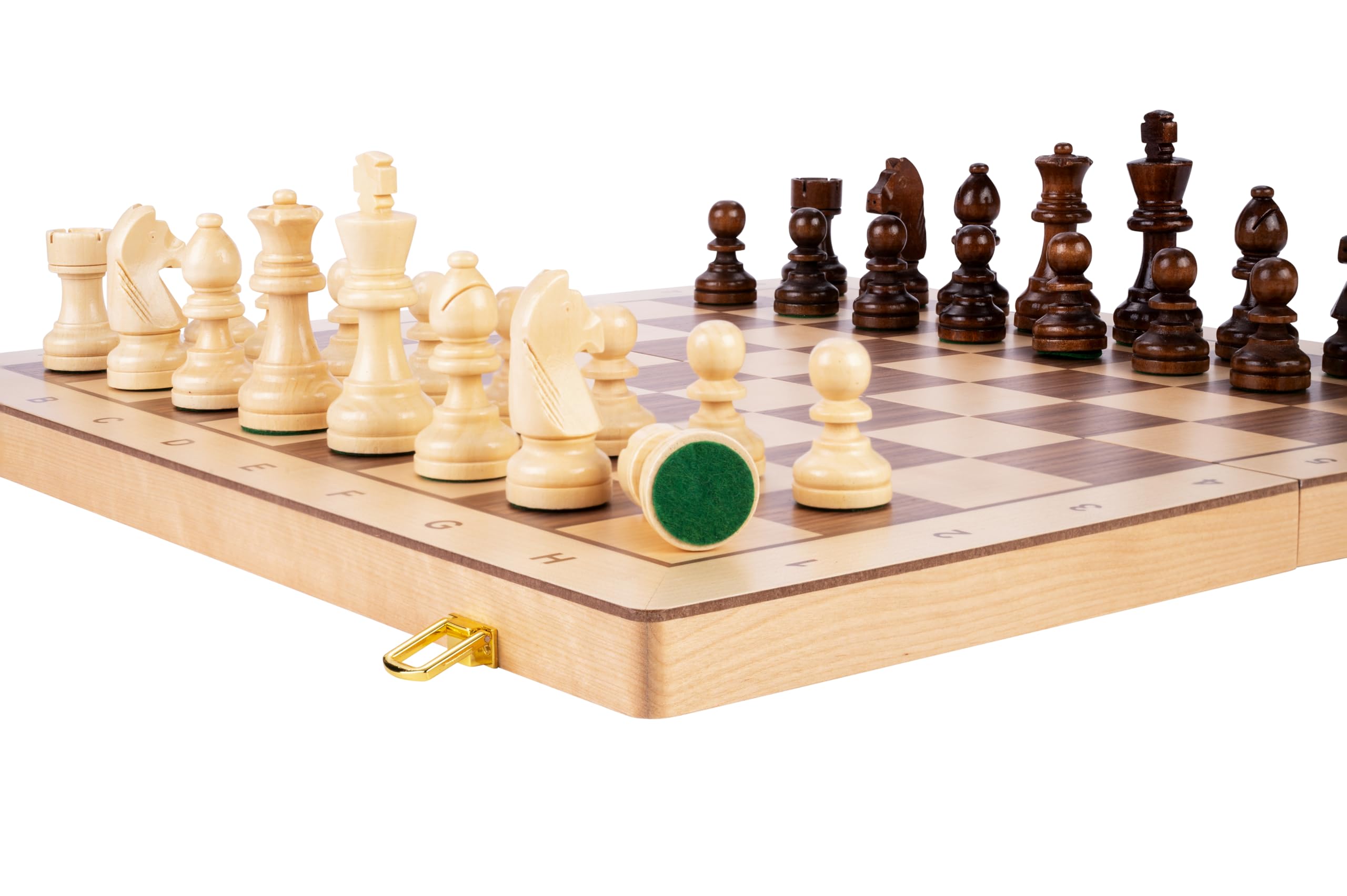 Engelhart, 151206, Large Birch wood chess set, Walnut and maple veneer, Foldable, Dimensions: 45 x 45 x 5.5 cm, King: 90 mm - Image 2