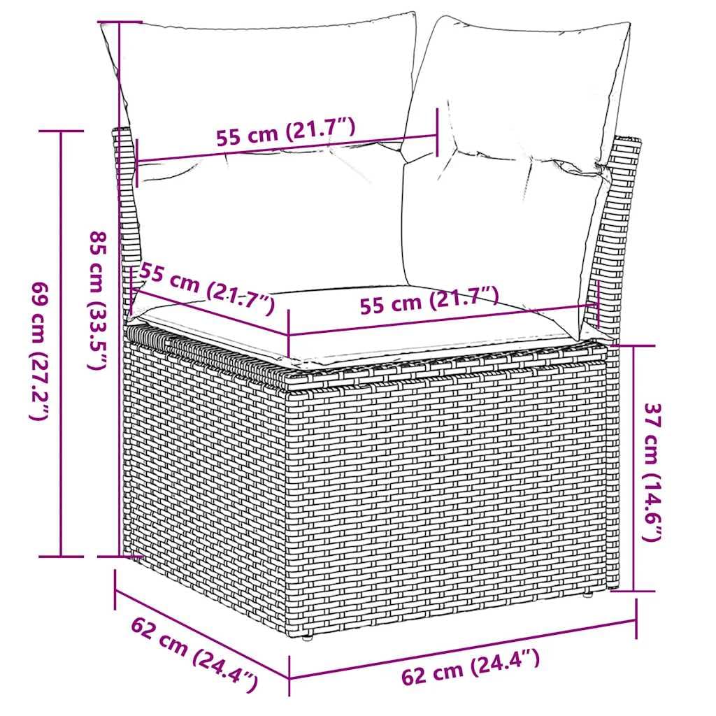 vidaXL Garten Ecksofa mit Kissen, Outdoor Sofa mit abnehmbarem waschbarem Bezug, Gartensofa mit Staufach unter Sitzfläche, Gartencouch Gartenmöbel, Hellgrau Poly Rattan