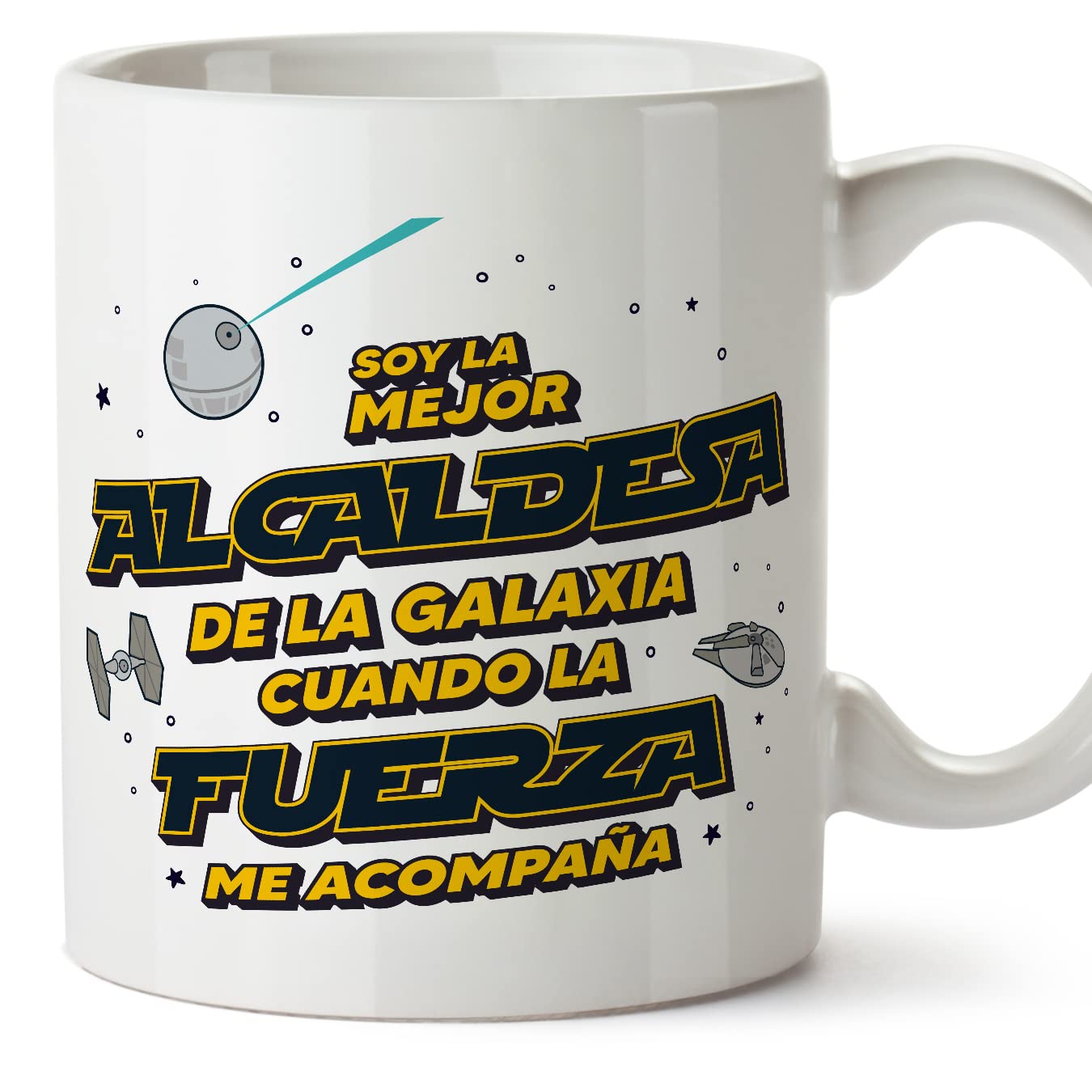 MUGFFINS Tazas para JEFE hombre - En Español - Mejor de la Galaxia Cuando Fuerza me Acompaña - 11 oz / 330 ml - Regalo original y divertido — view 250