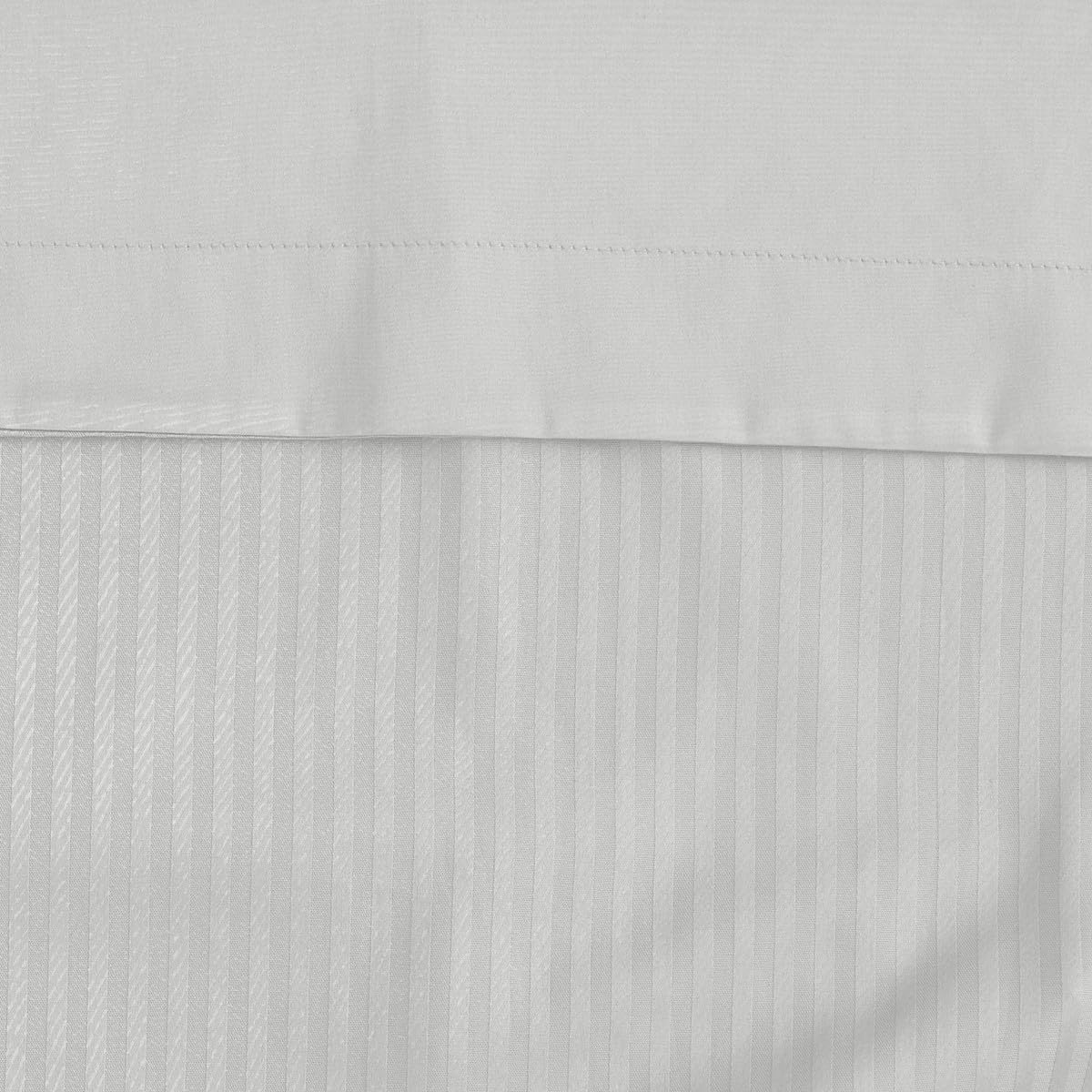 Sensei Maison - Housse de Couette rayée réversible Satin de Coton VERSALUXE - 260x240 cm - Blanc