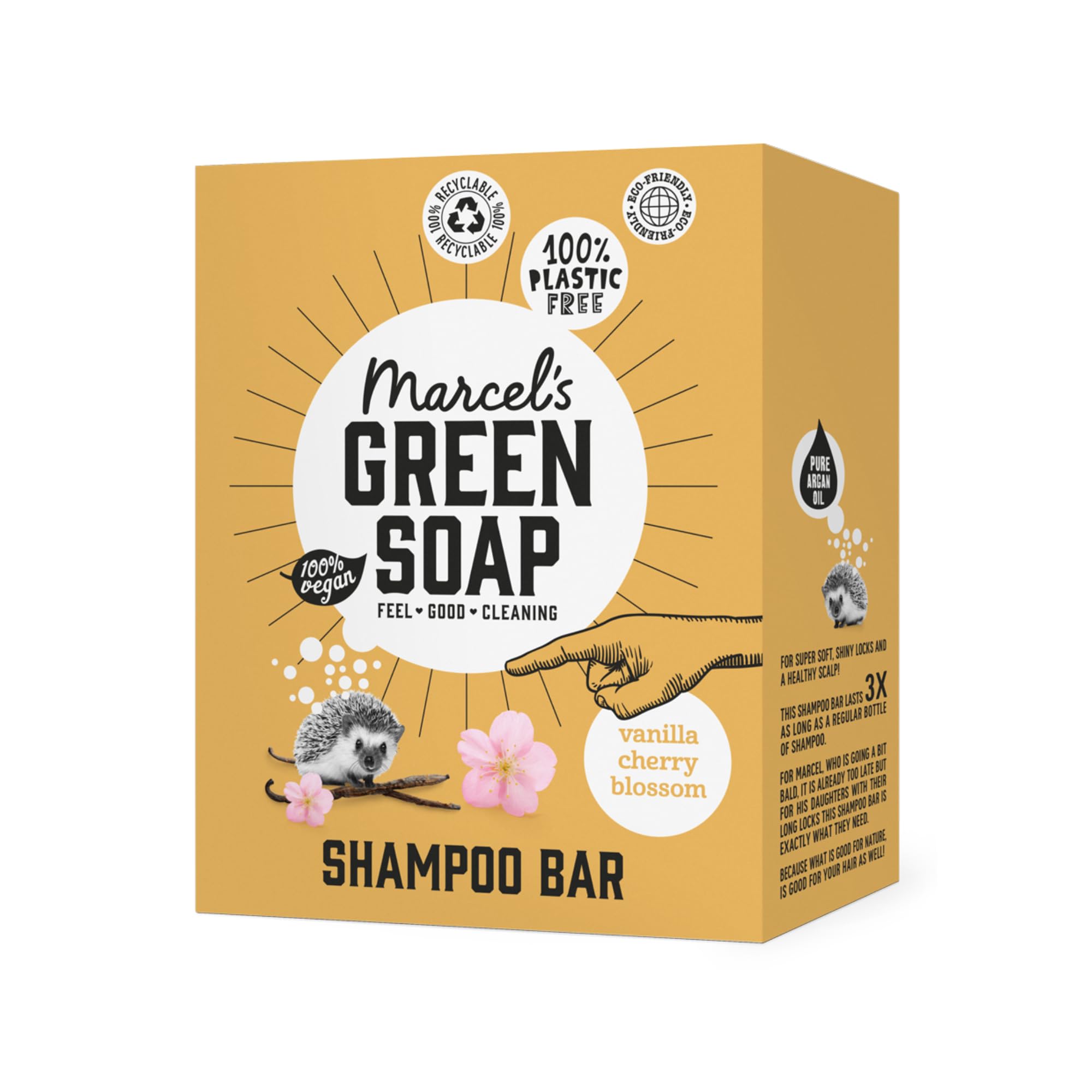 Marcel's Green Soap - Shampoo Bar Vanilla & Cherryblossom - Microplastic-free formula - Vegan - 90 g
