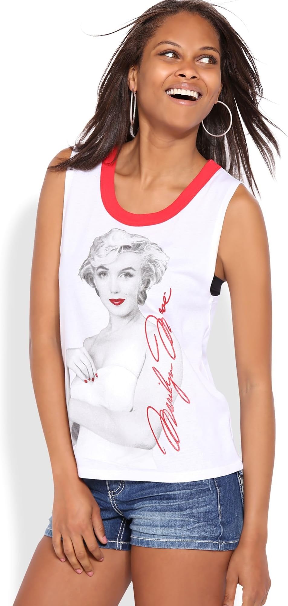 Deb Junior Deep Armhole Tank Top with Marilyn Monroe Red Lip Screen