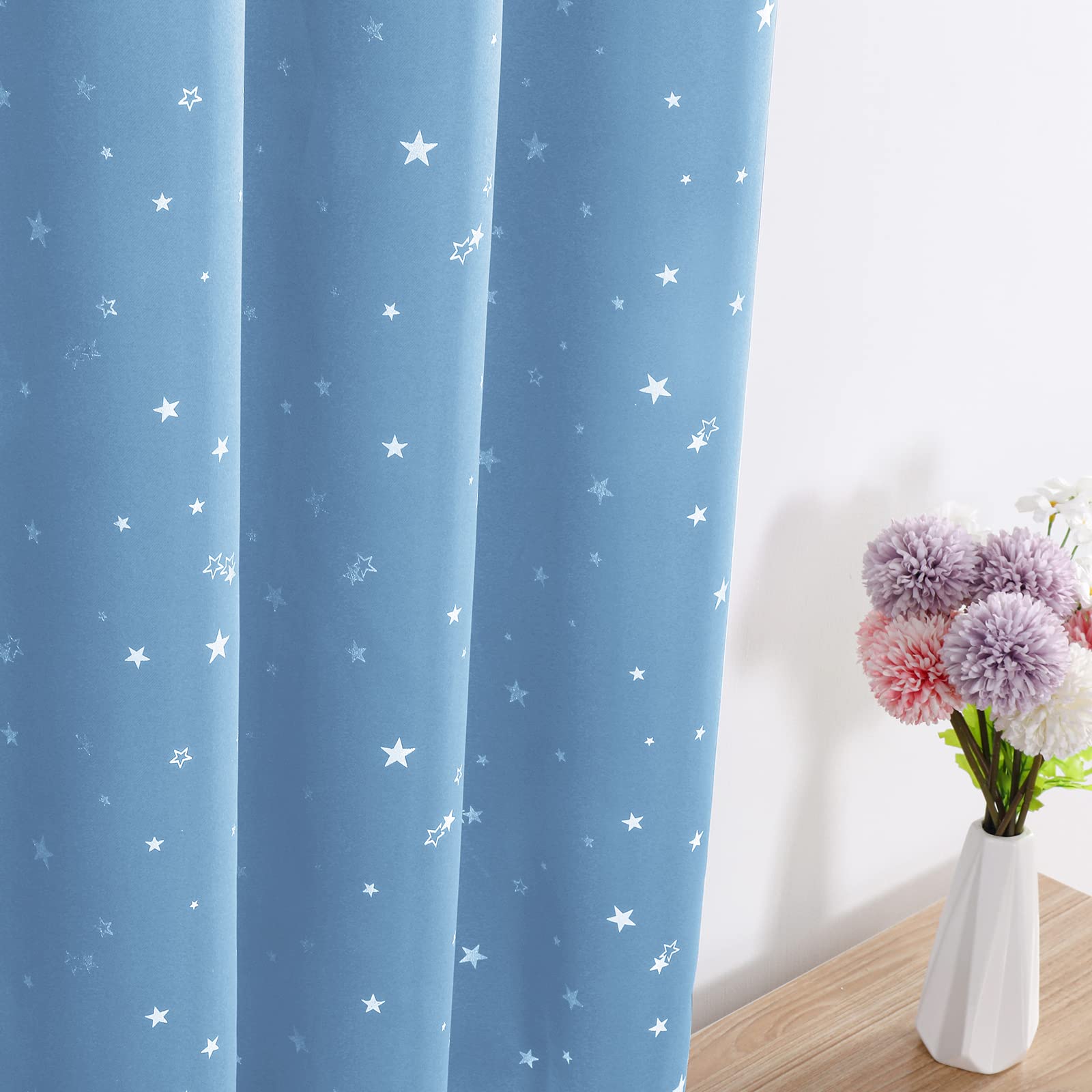 Nowoczesne zasłony zaciemniające do salonu sypialnia dziecięca moda unikalny design niebieskie gwiazdy 250 cm x 100 cm dekoracja okienna 1 panel