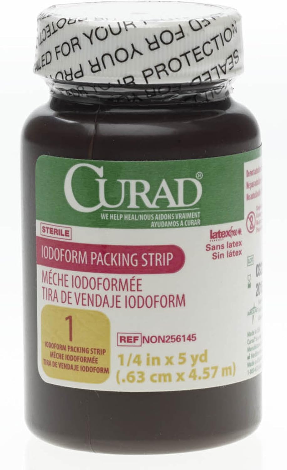 Medline CURAD Sterile Iodoform Packing Strips 1/4"x 5 Yd, NON256145H (2 Pack)