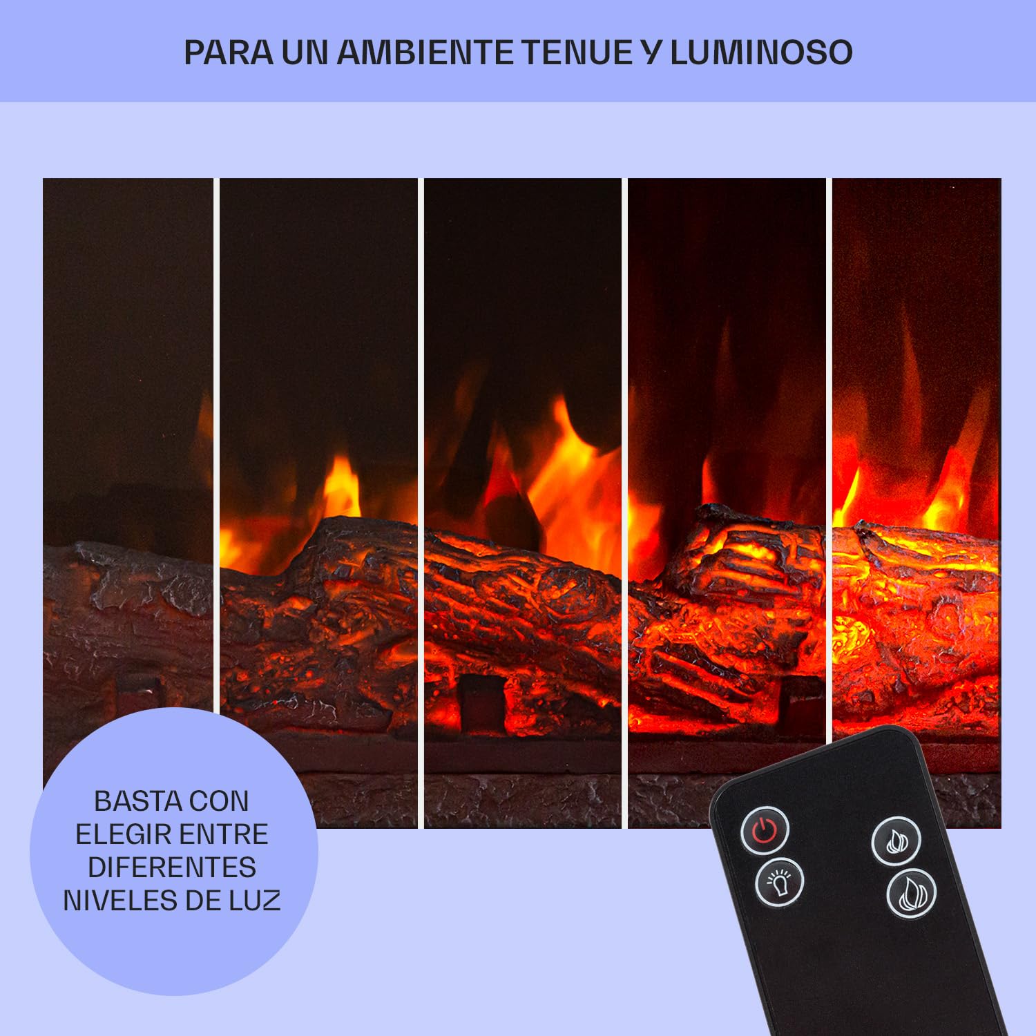 Klarstein Chimenea Electrica Pared, Estufa sin Leña de Interior, Chimeneas Electricas Decorativas 1800W, Llama LED, Chimenea Decorativa Falsa, Mando a Distancia, Temporizador y Termostato Ajustable