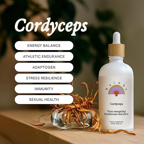 Miniatura 2 de Rainbo Cordyceps - Tintura de hongos, suplemento de hongo de doble extracto sin alcohol para apoyo inmunológico, energía, suplemento líquido