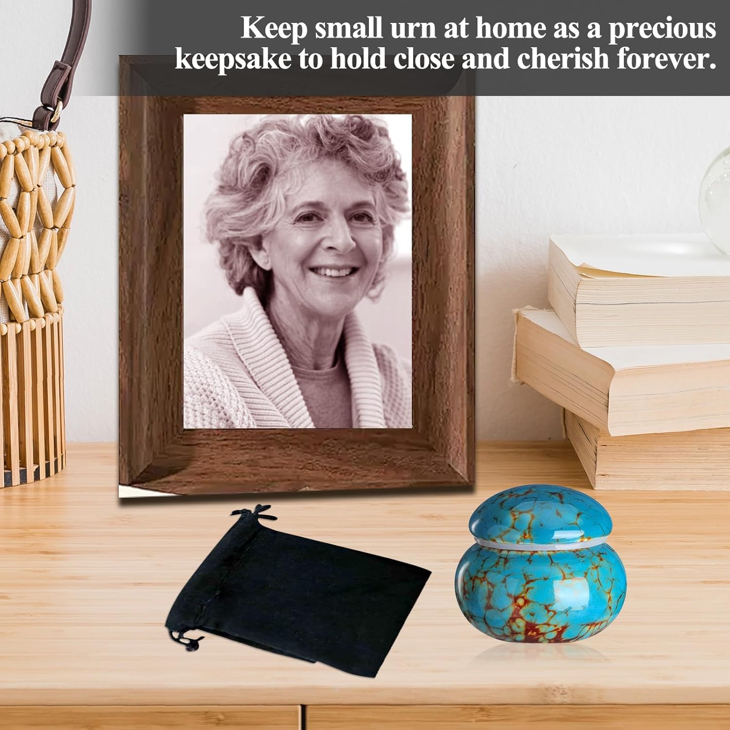 Small Urns for Human Ashes Keepsake,Ceramic Small Cremation Urn for Ashes for Women Adult Male with Gift Box and Velvet Bag 1.6'' Mini Urns for Pet Urn Dog Cat Ashes Keepsake Blue - Image 3