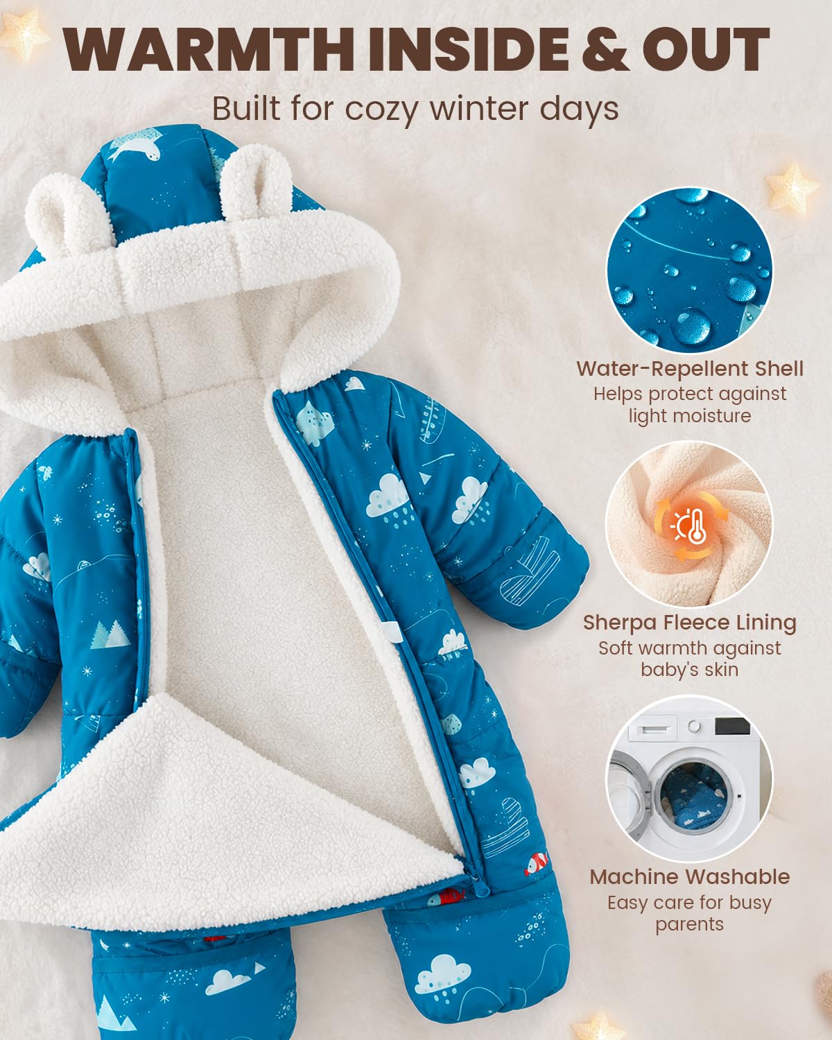 WYTbaby Baby Schneeanzug Wasserabweisender Winter Overall