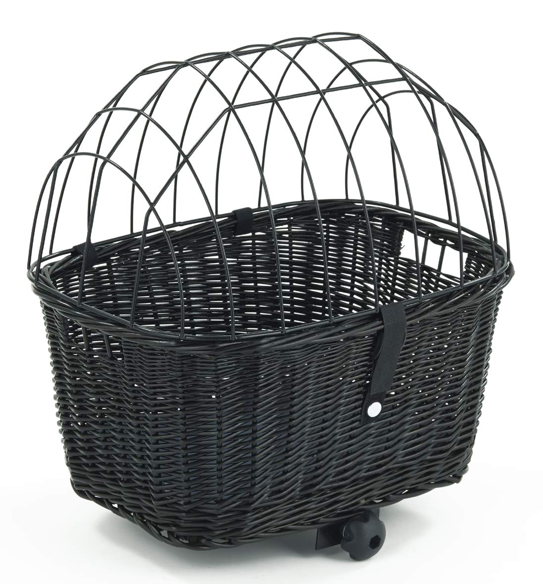 Tigana - Hundefahrradkorb für Gepäckträger aus Weide mit Gitter 50 x 38 cm Eckig Schwarz (S-S) (ohne Kissen)