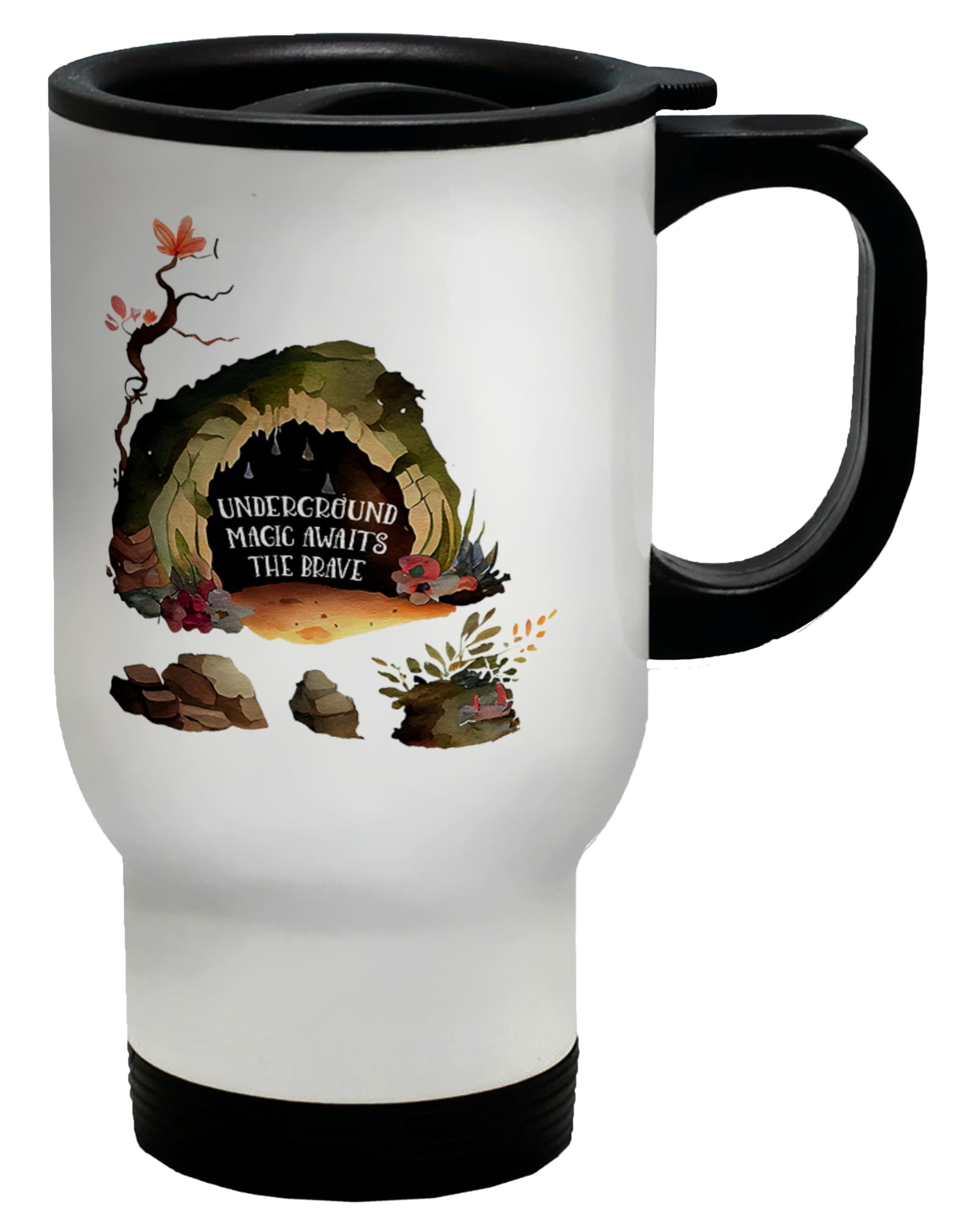 Shopagift Caving Travel Mug Underground Magic Cave Exploration Stainless Steel 14oz Cup