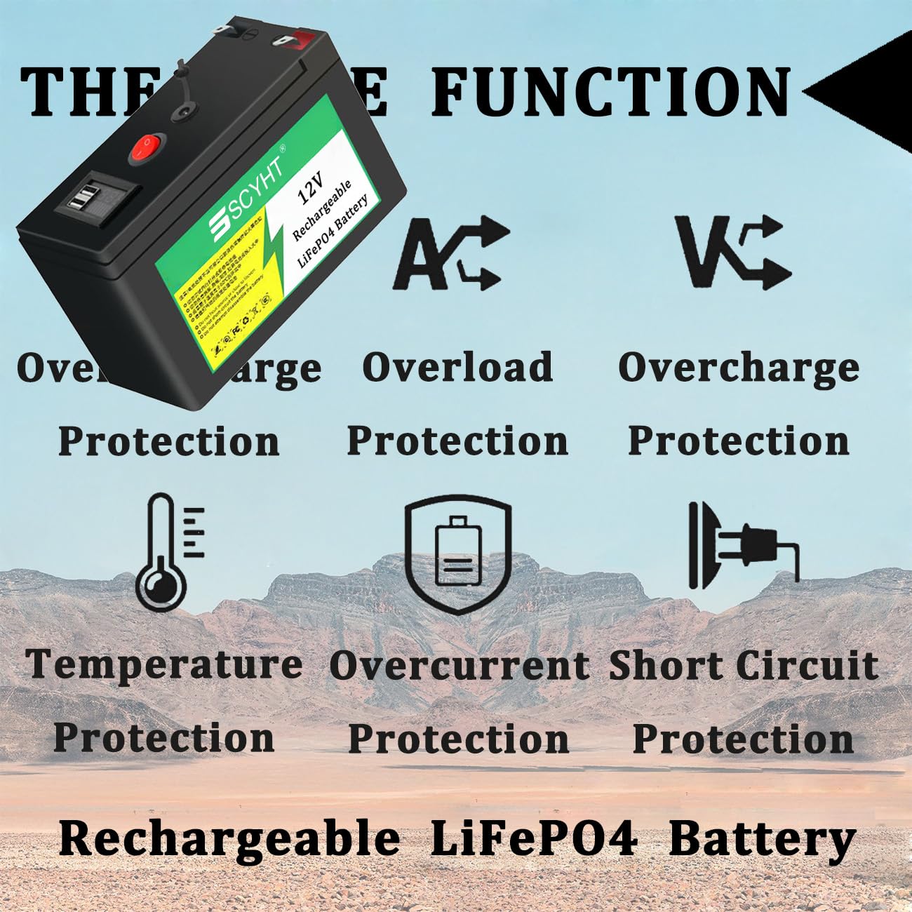 Batería de Litio 12V 20Ah 15Ah Batería LiFePO4 10Ah Baterías extraíbles Baterías Recargables para energía Solar para Motor 100W a 250W con Cargador y Puerto USB
