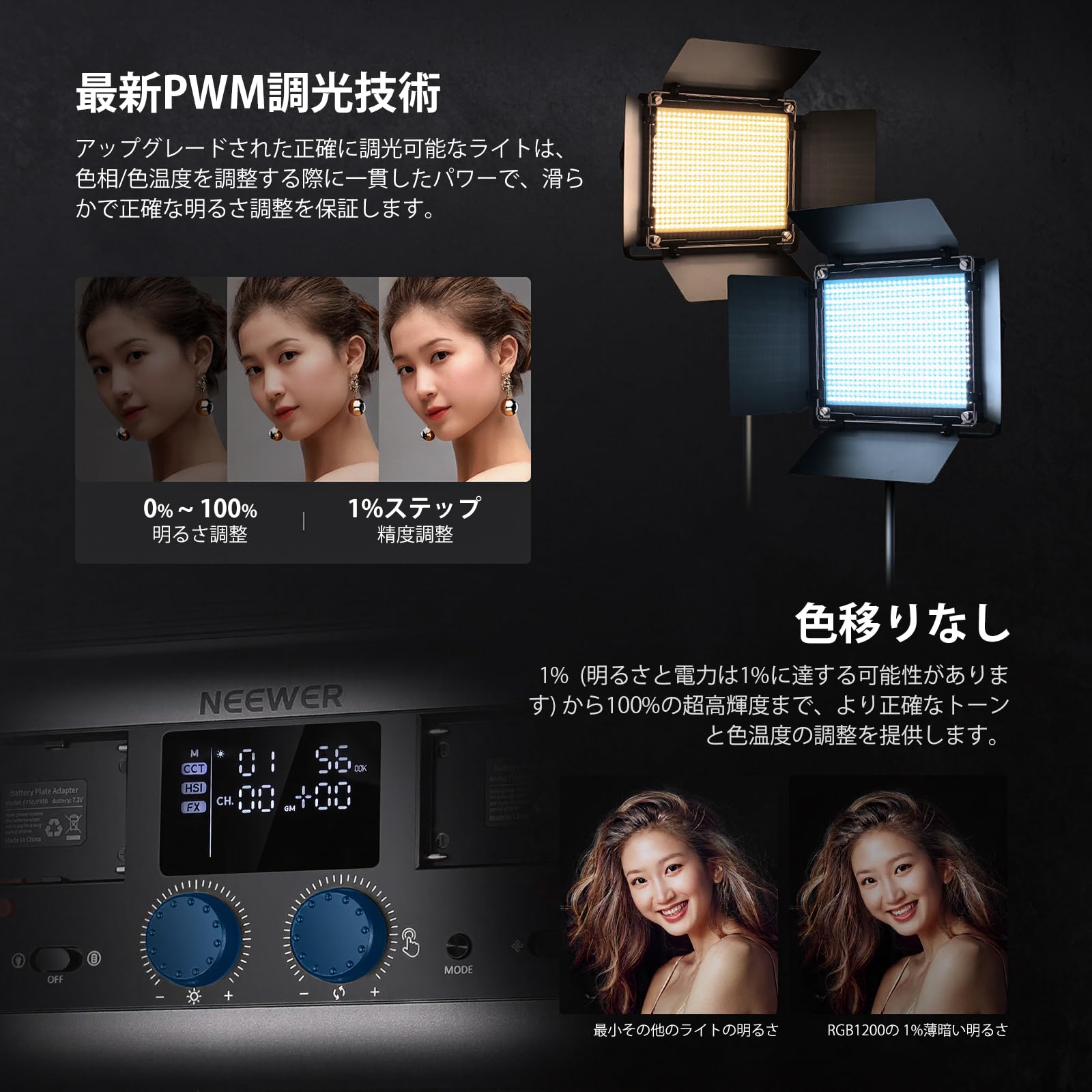 Amazon.co.jp: NEEWER RGB1200 RGBビデオライト 60W 撮影ライト 高輝度