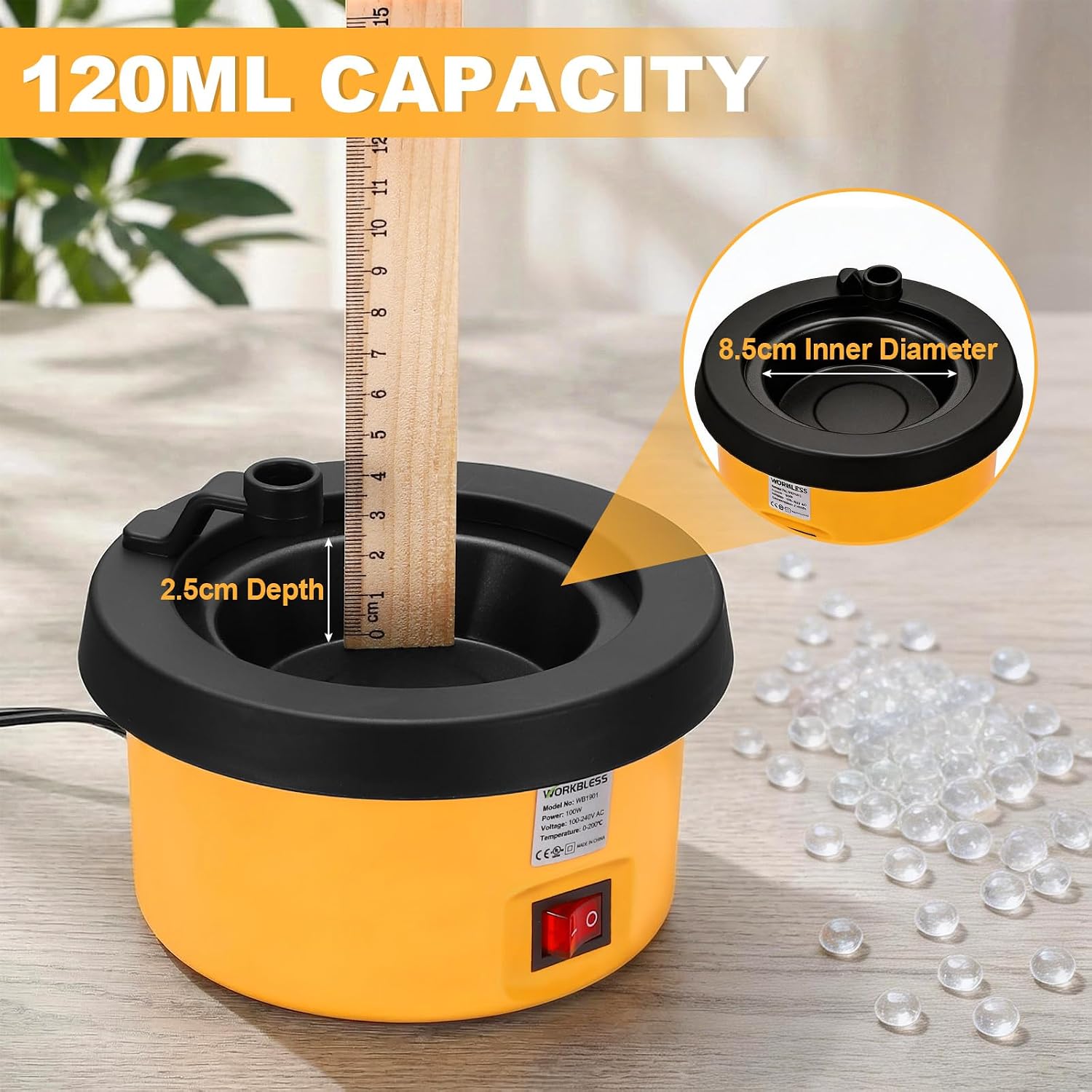 Hot Glue Pot, 100W Electric Glue Pots for Crafting, 120ml Capacity Hot Glue Skillet, Temp Up to 200°C, Hot Glue Skillet for Crafting, DIY, Floral Hair Extension and Wood Arts
