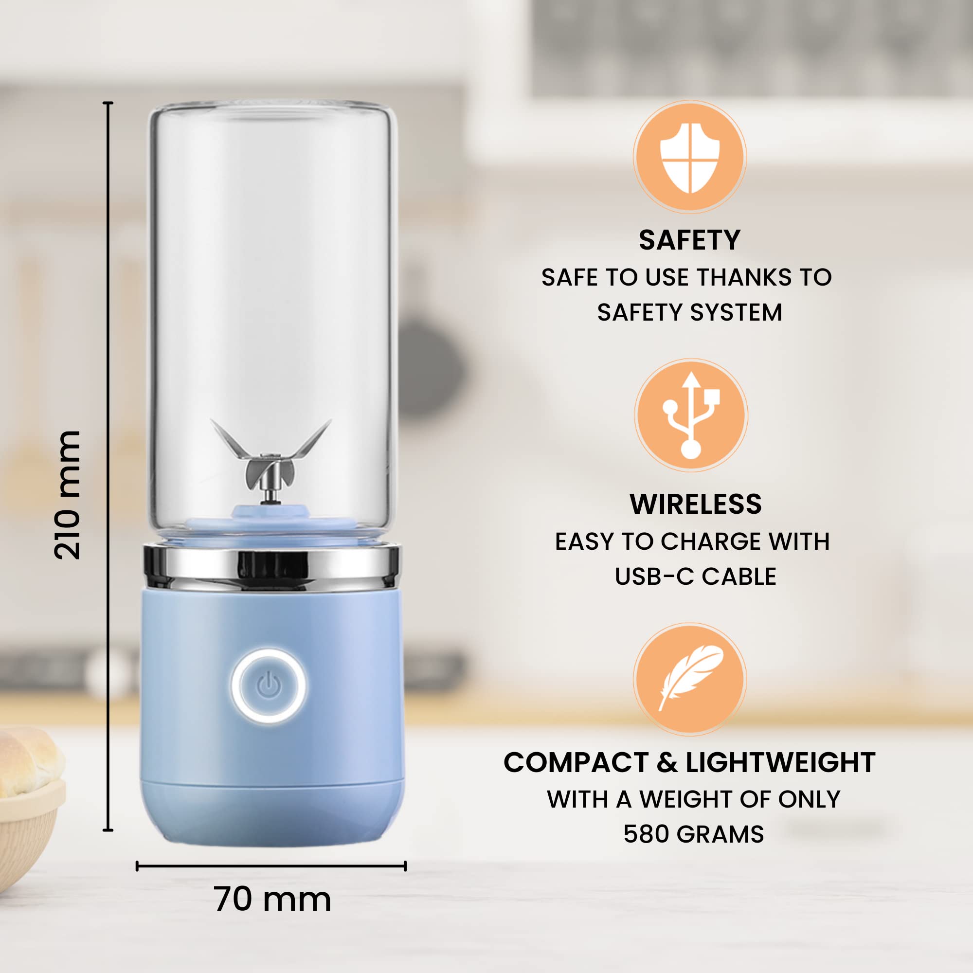 BATIDORA DE VASO PORTÁTIL RECARGABLE 600ML MUVIP MV0540