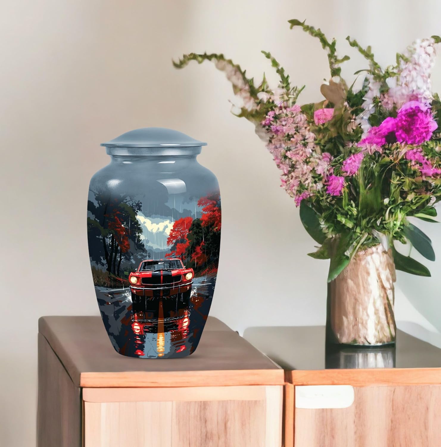 Golden Era Glow Classic Car Urn for Ashes Adult Male - Decorative Cremation Urns for Human Ashes - Unique Memorial Urns for Burial - Funeral Urns for Ashes Adult Female - Large Ash Urn 10inch