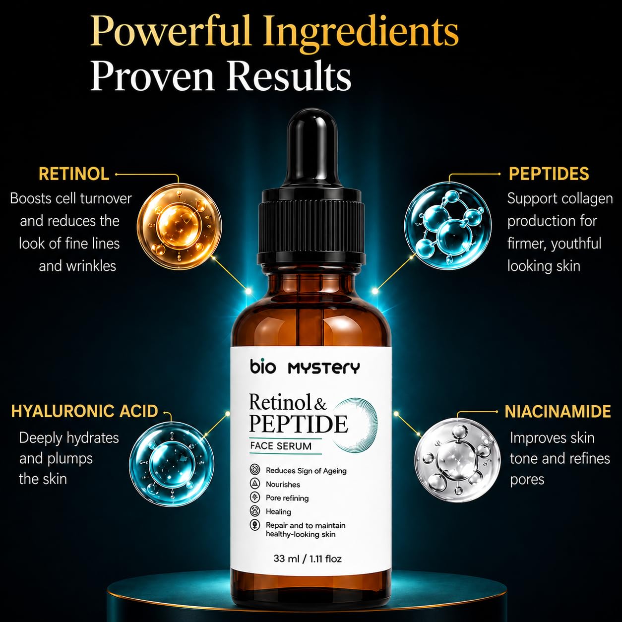 Amazon.com: Bio Mystery Retinol & Peptide Face Serum (33ml / 1.12