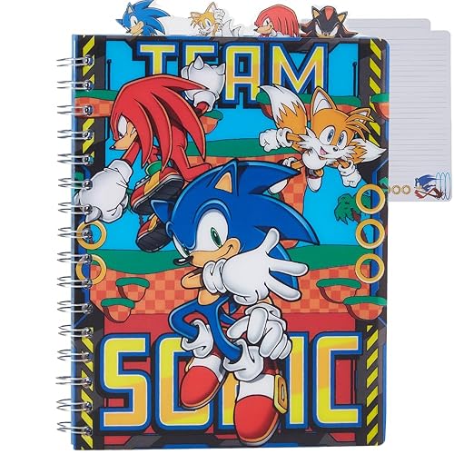 Innovative Designs Sonic the Hedgehog Tab Journal Notebook, Spiral Bound, 96 Lined Pages, 8 x 7 inches, Blue - Sonic